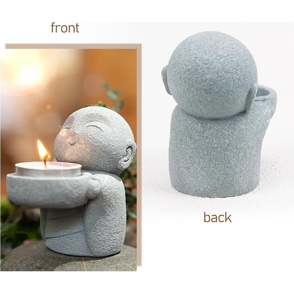 Soporte de Vela Buda ZORZA Arenisca Vintage 8.6 cm