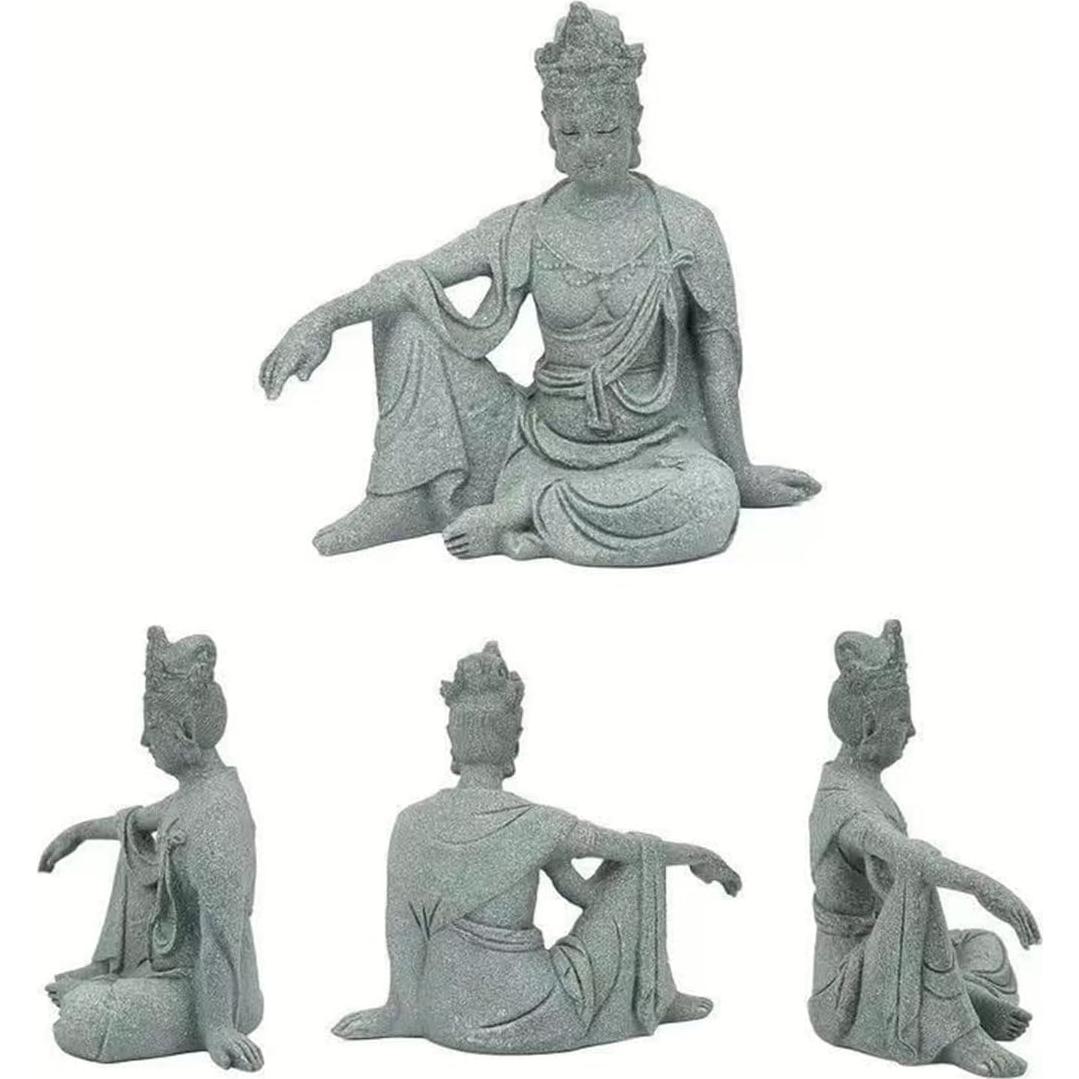 Estatua de Buda Meditando Livelyfish Arenisca Gris 15.7x14x8.9cm