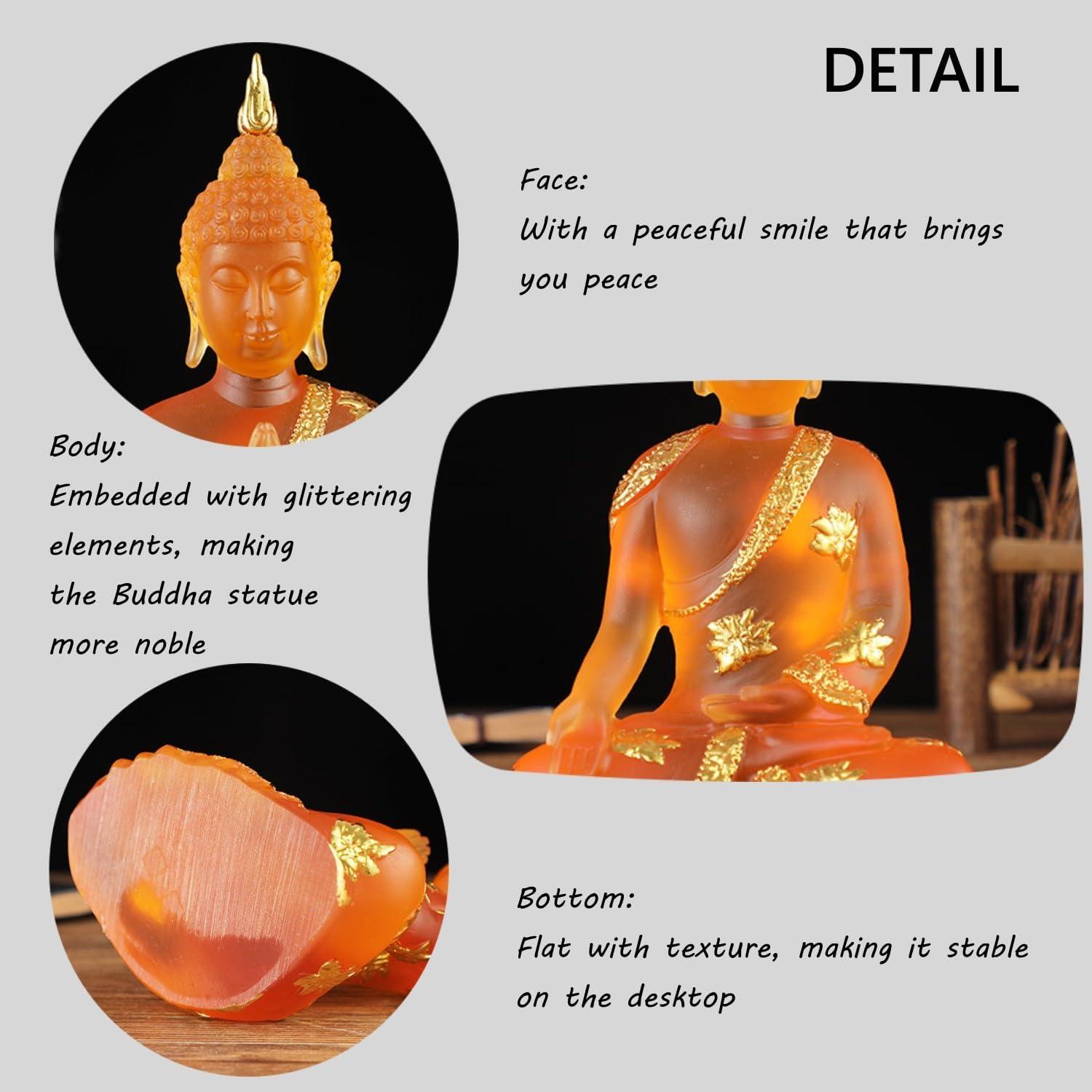 Estatua de Buda Tailandés Naranja 17 cm Hecha a Mano para Decoración