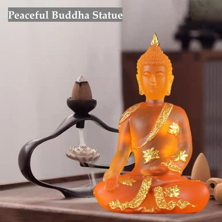 Estatua de Buda Tailandés Naranja 17 cm Hecha a Mano para Decoración