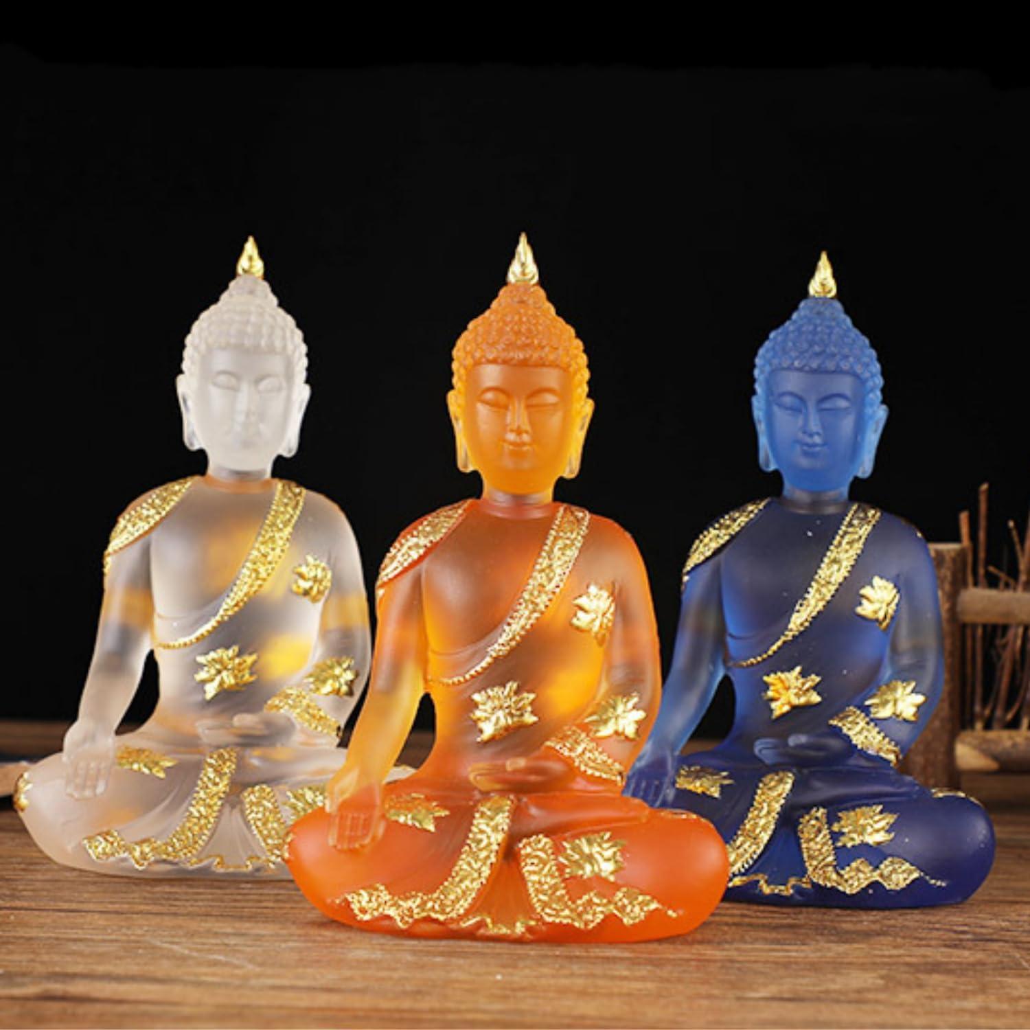 Estatua de Buda Tailandés Naranja 17 cm Hecha a Mano para Decoración