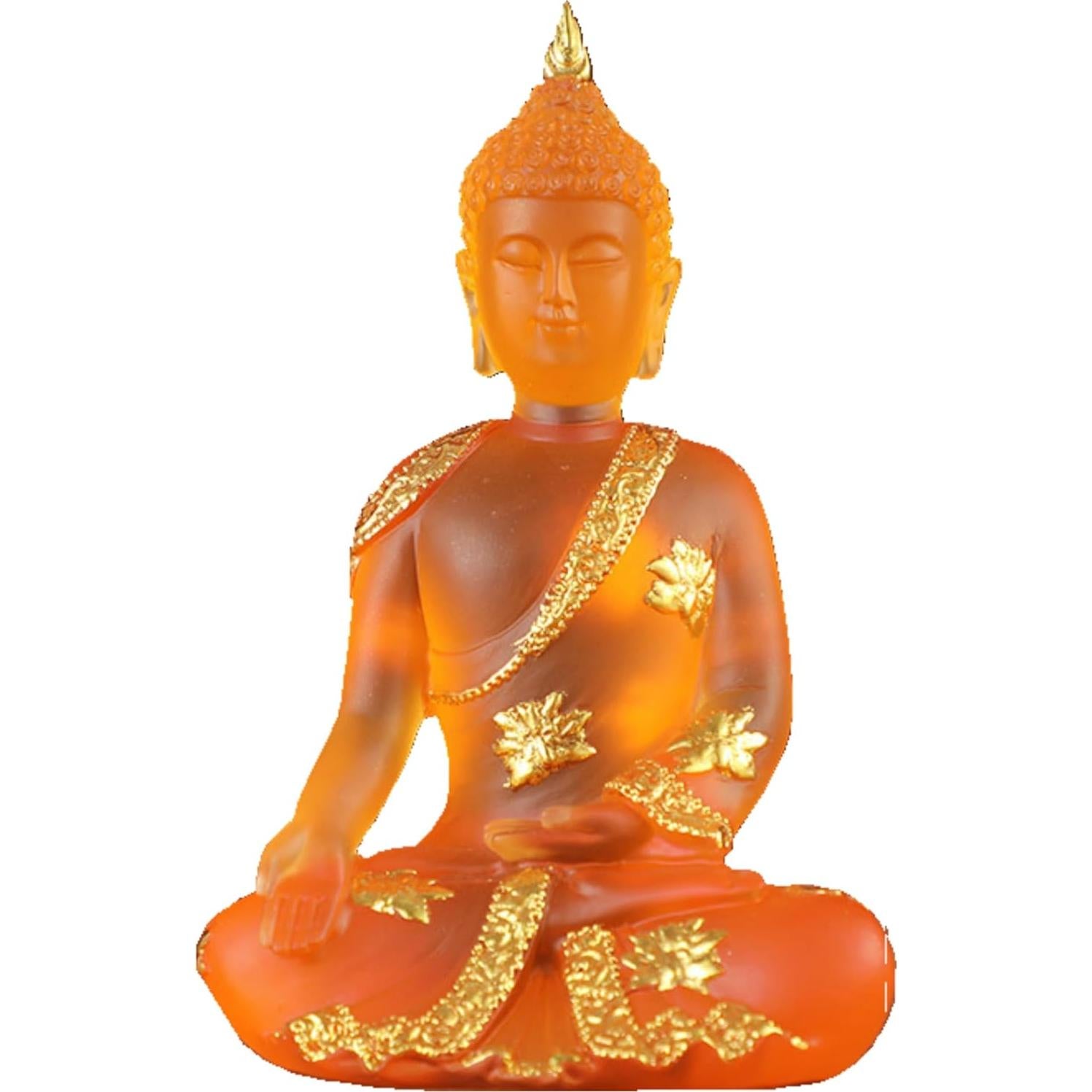 Estatua de Buda Tailandés Naranja 17 cm Hecha a Mano para Decoración