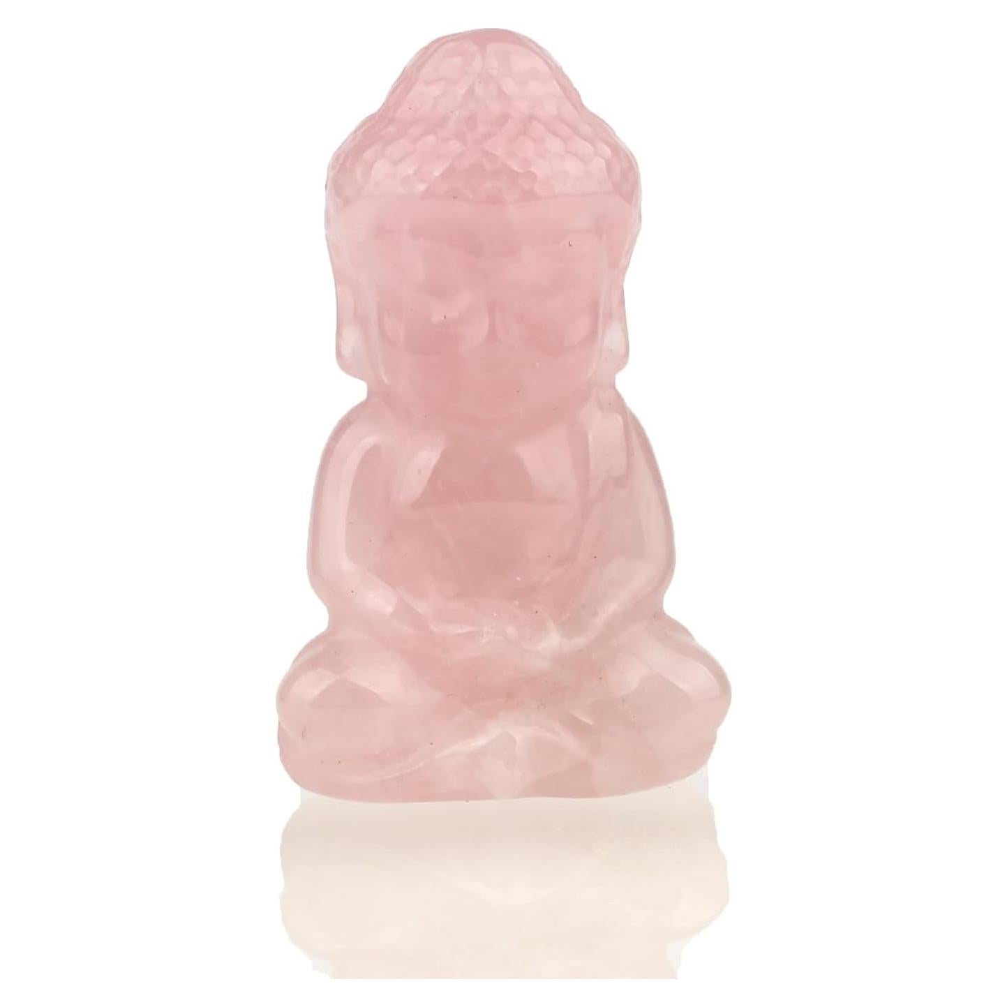 Estatua de Buda bebé de cuarzo rosa 5 cm - Decoración Feng Shui