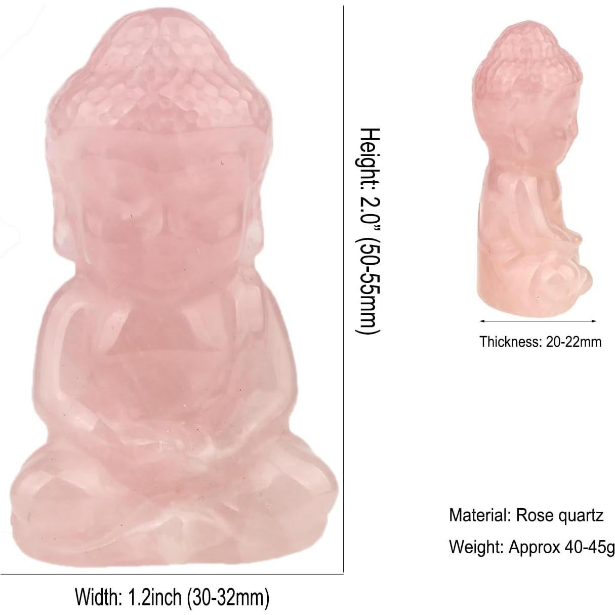 Estatua de Buda bebé de cuarzo rosa 5 cm - Decoración Feng Shui