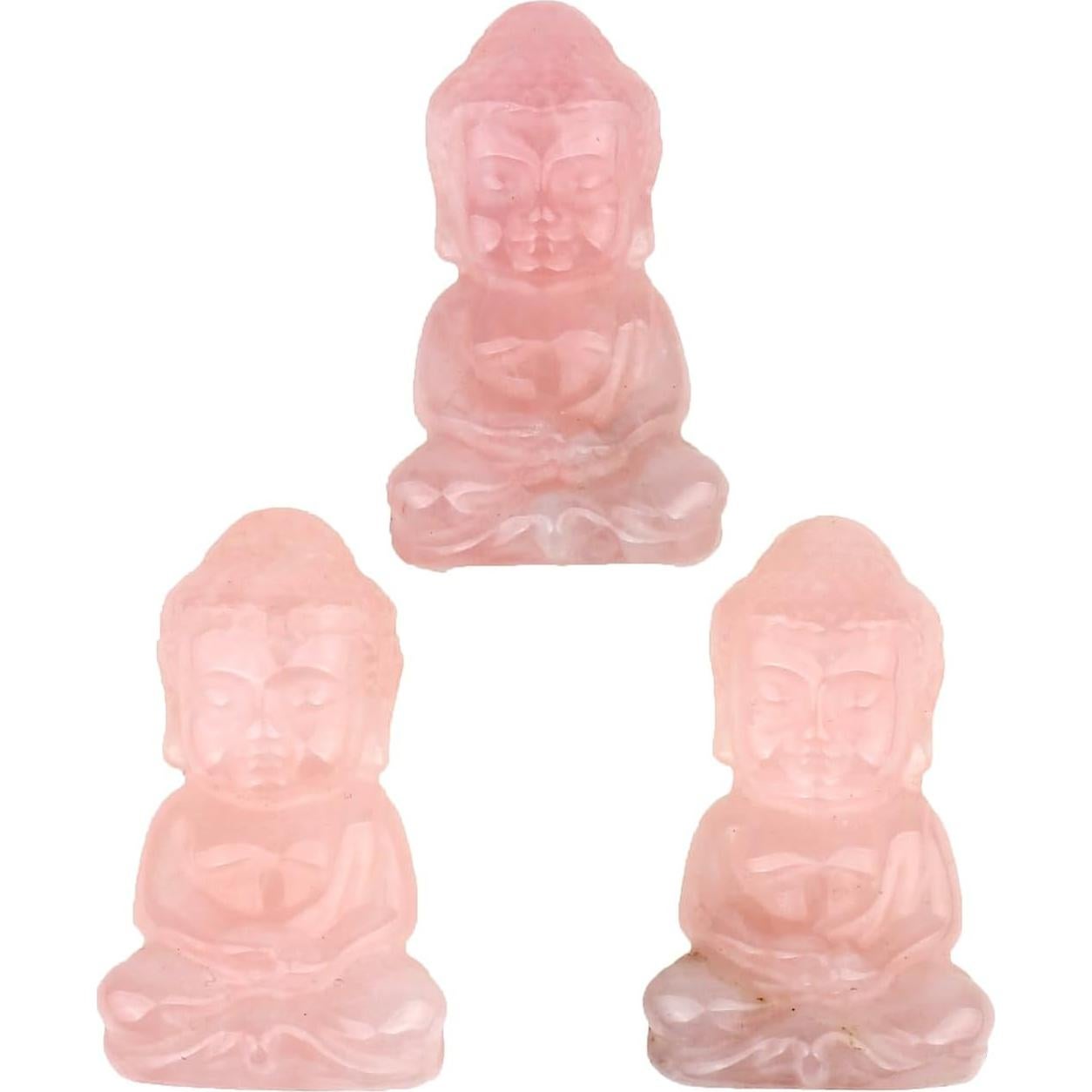 Estatua de Buda bebé de cuarzo rosa 5 cm - Decoración Feng Shui
