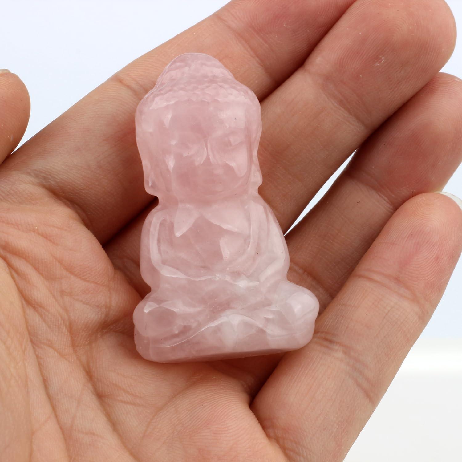 Estatua de Buda bebé de cuarzo rosa 5 cm - Decoración Feng Shui
