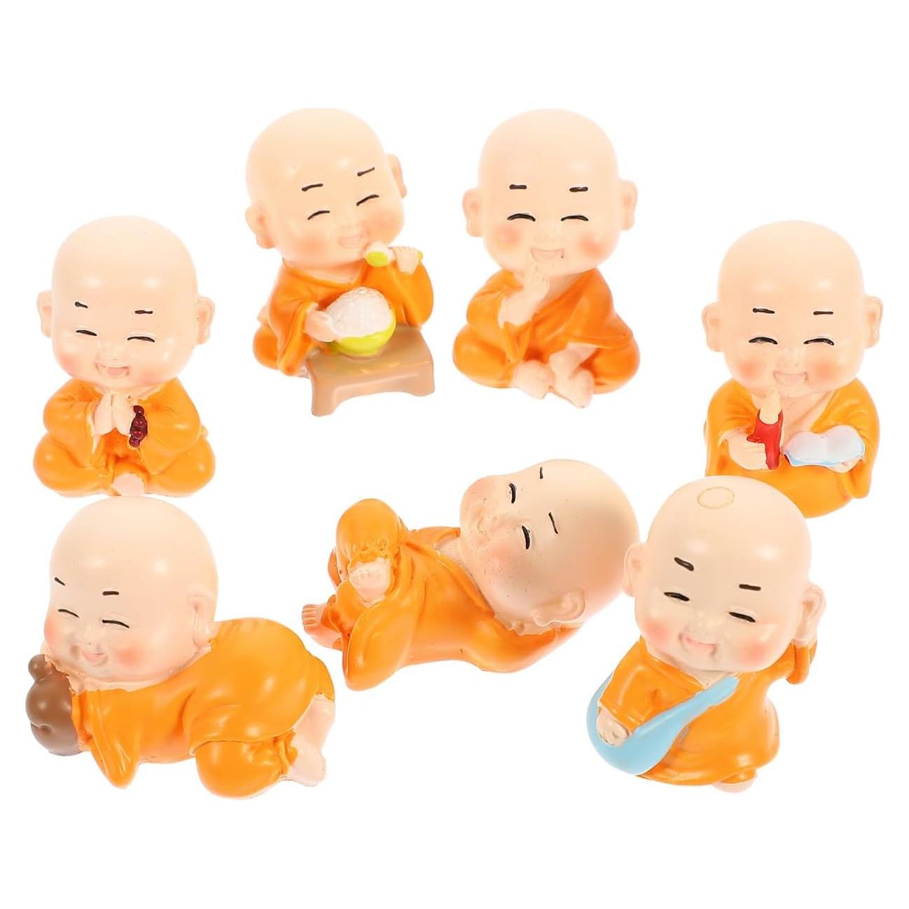 Estatuas de Monje Zen Unomor - 7 Piezas de Resina Decorativas