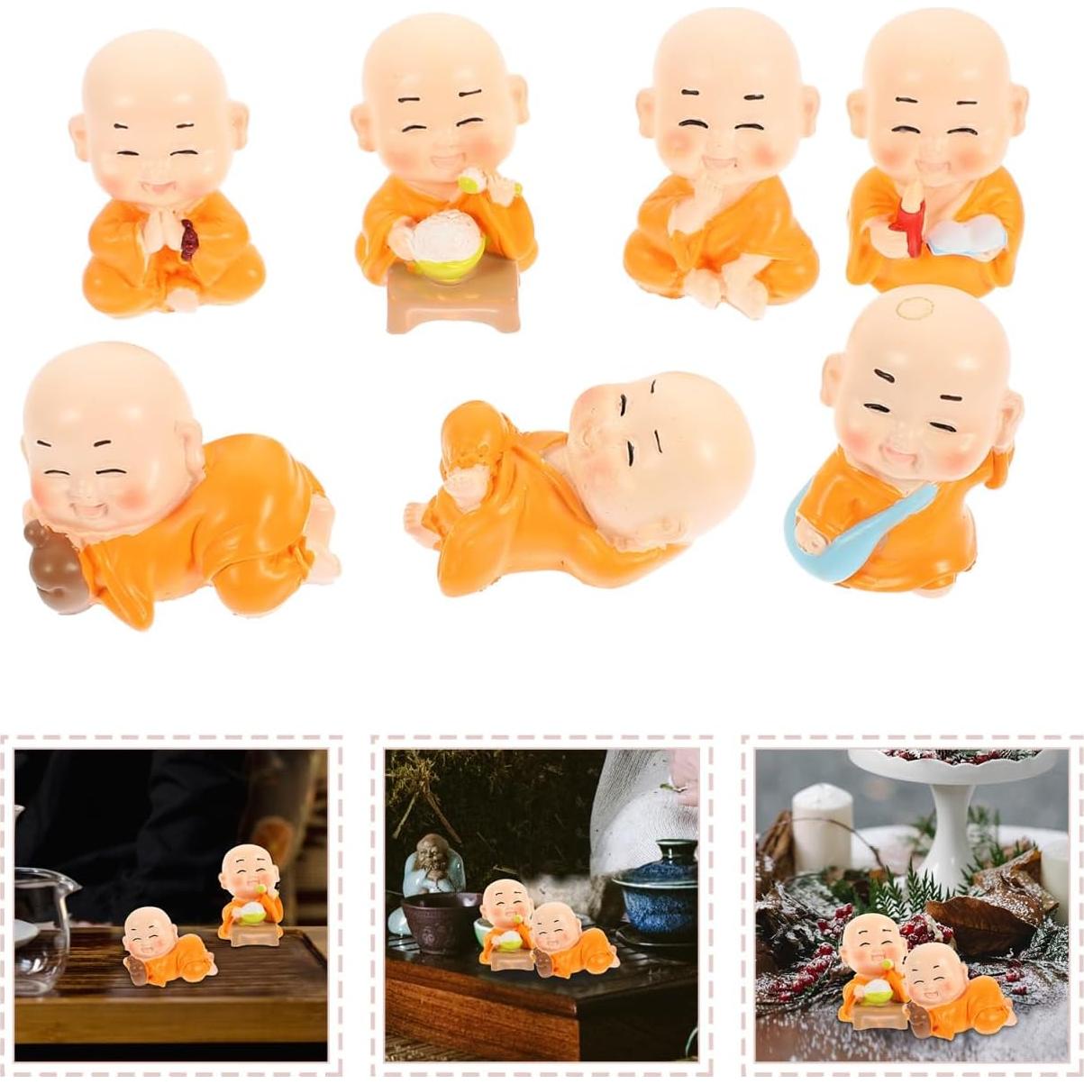 Estatuas de Monje Zen Unomor - 7 Piezas de Resina Decorativas