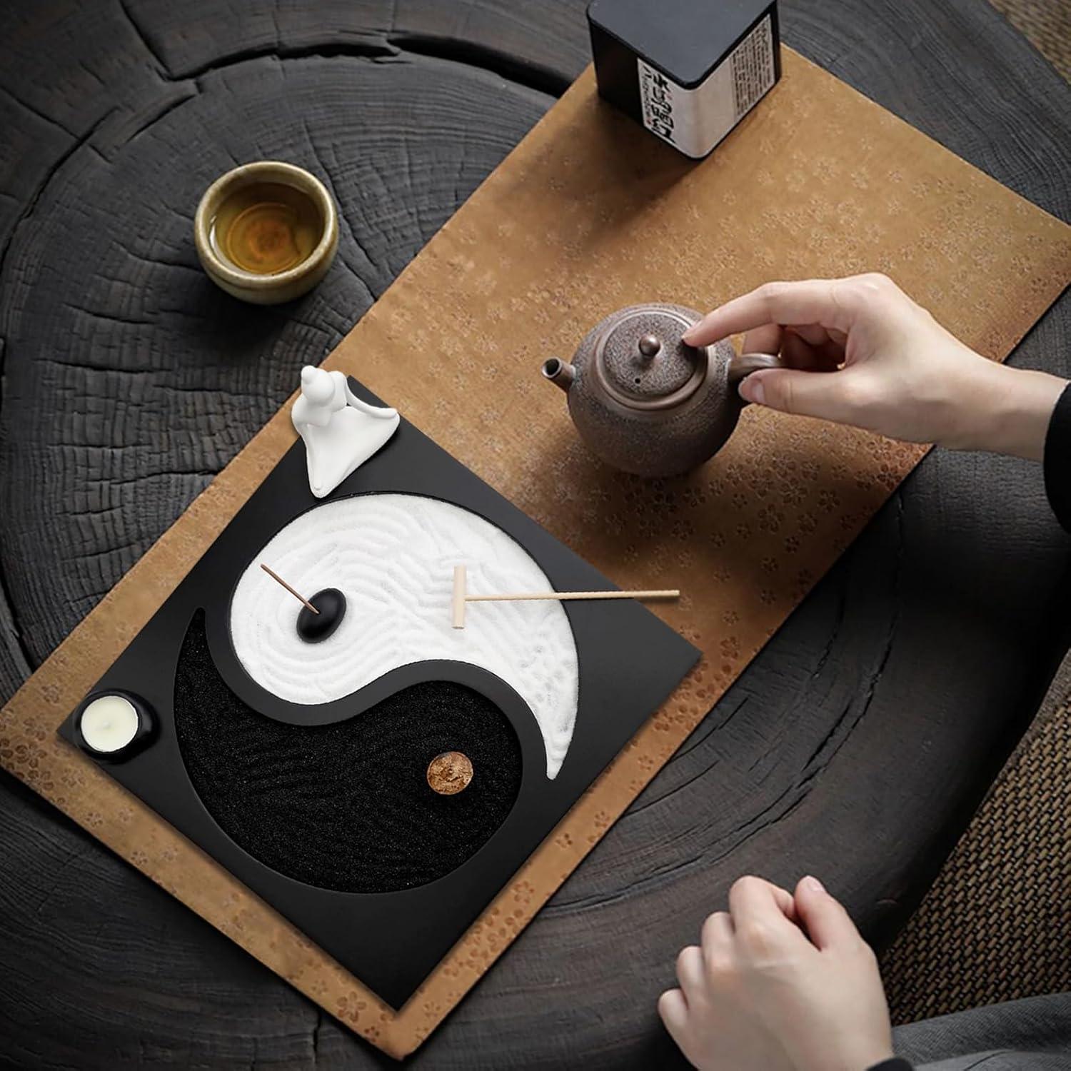 Kit de Jardín Zen Fengshuibringluck con Estatua de Buda y Arena