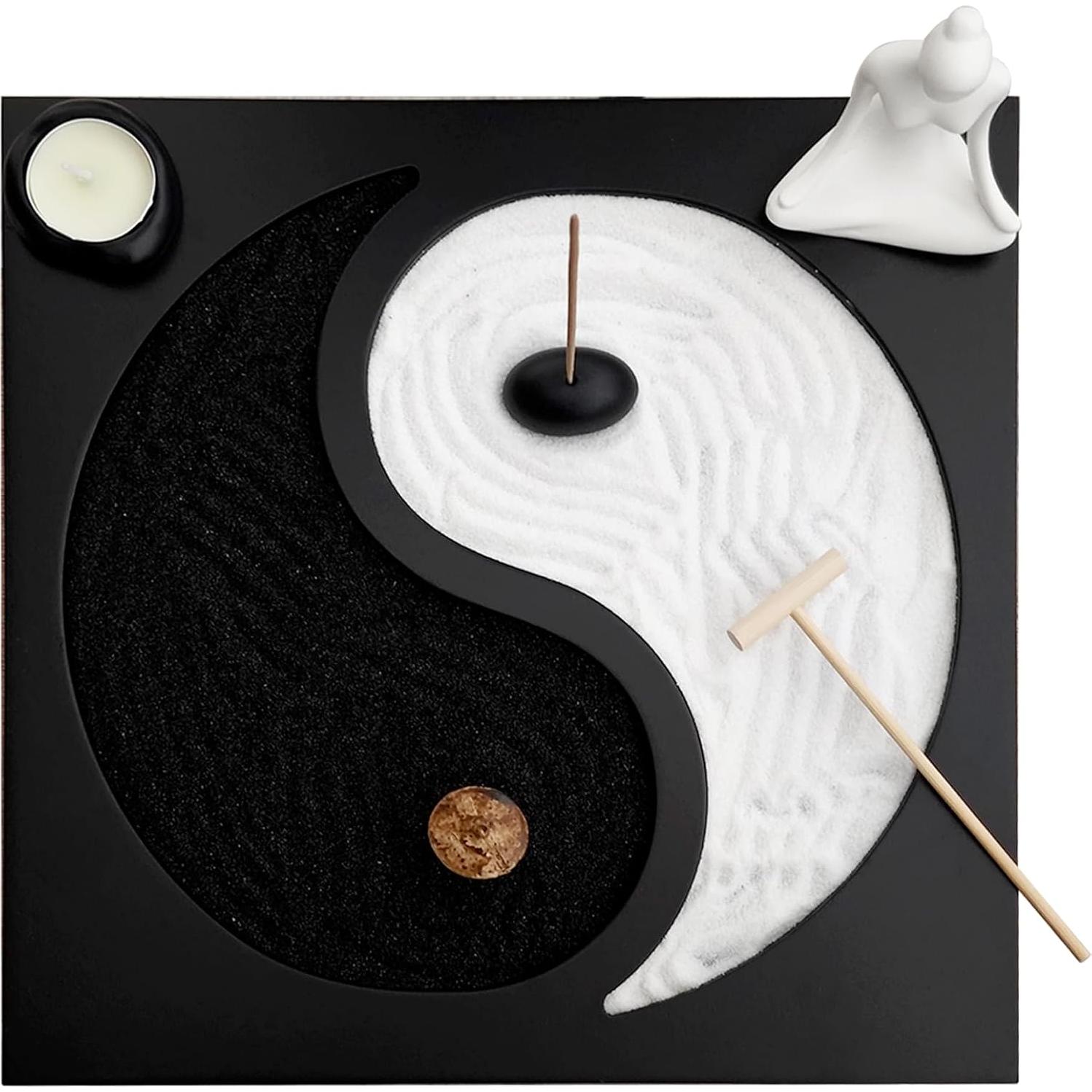 Kit de Jardín Zen Fengshuibringluck con Estatua de Buda y Arena