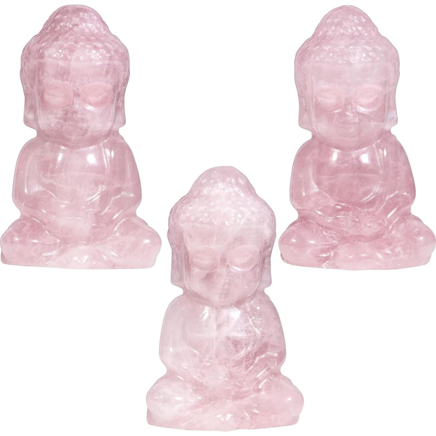 Estatua de Buda Bebé Rockcloud en Cuarzo Rosa para Feng Shui