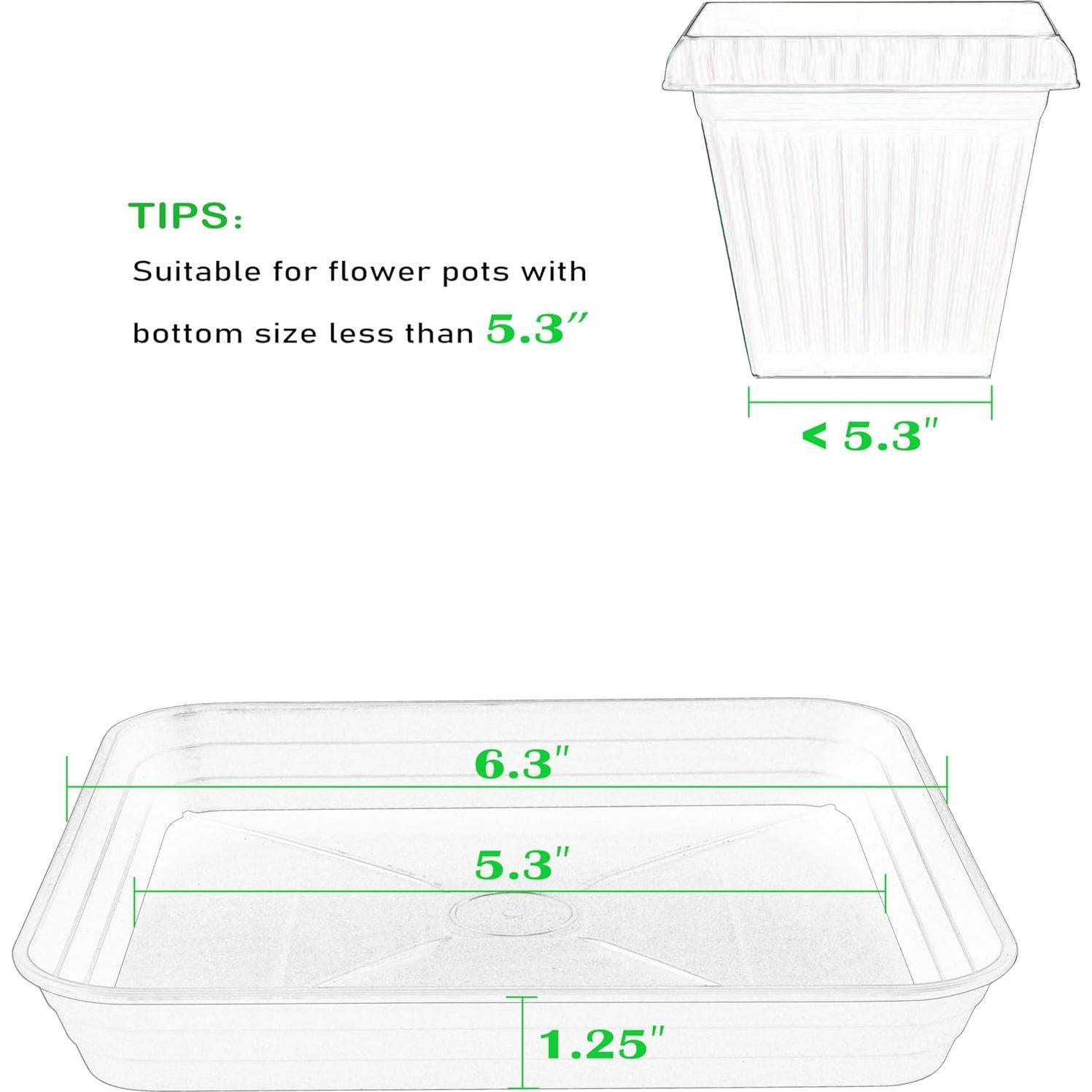Paquete de 4 bandejas cuadradas para plantas 15 cm Feyvdzv