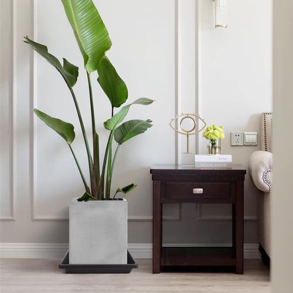 Plato Cuadrado para Plantas 15 cm - 4 Paquete - Negro