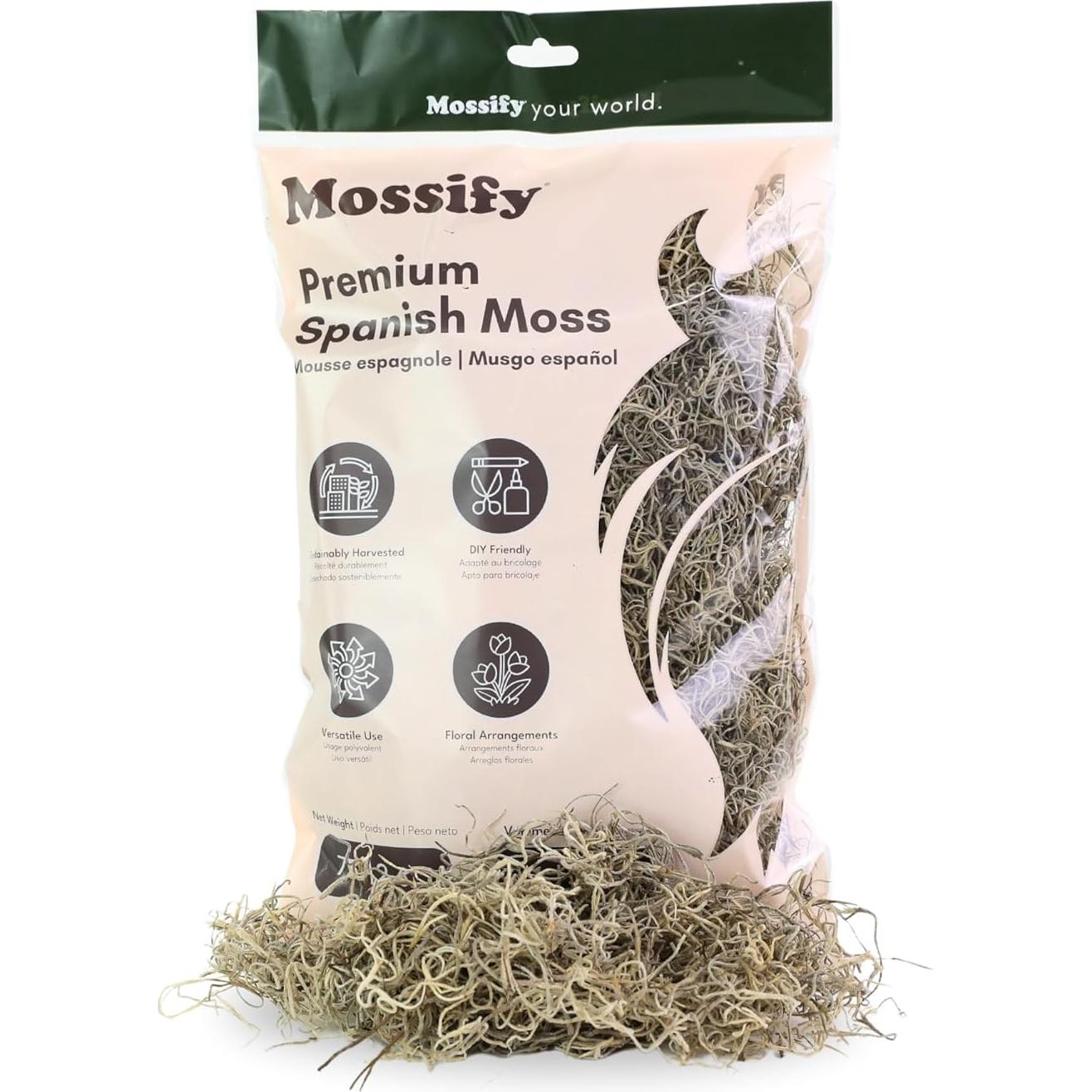 Musgo Español Natural Mossify 75g - Ideal para Jardinería y Manualidades