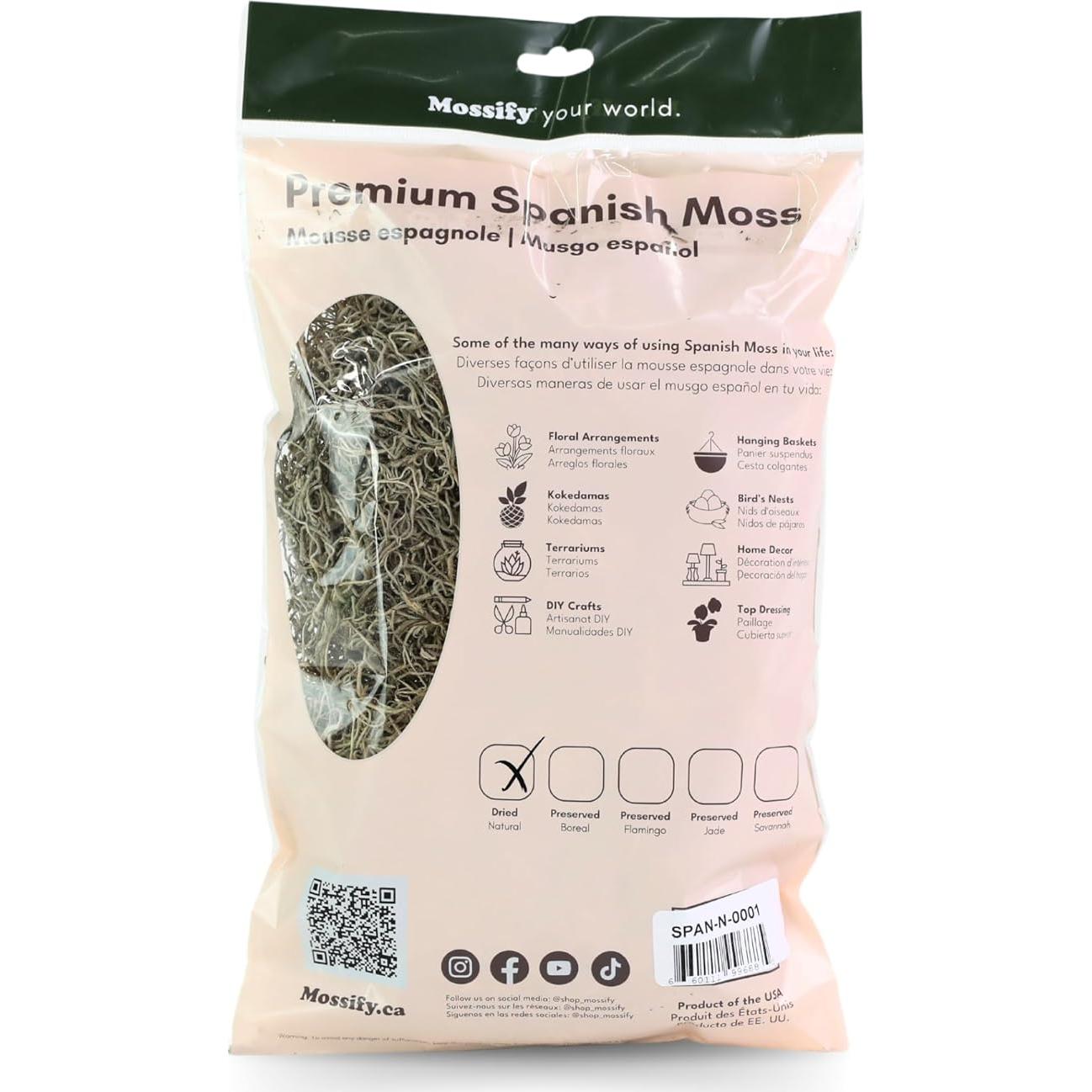 Musgo Español Natural Mossify 75g - Ideal para Jardinería y Manualidades