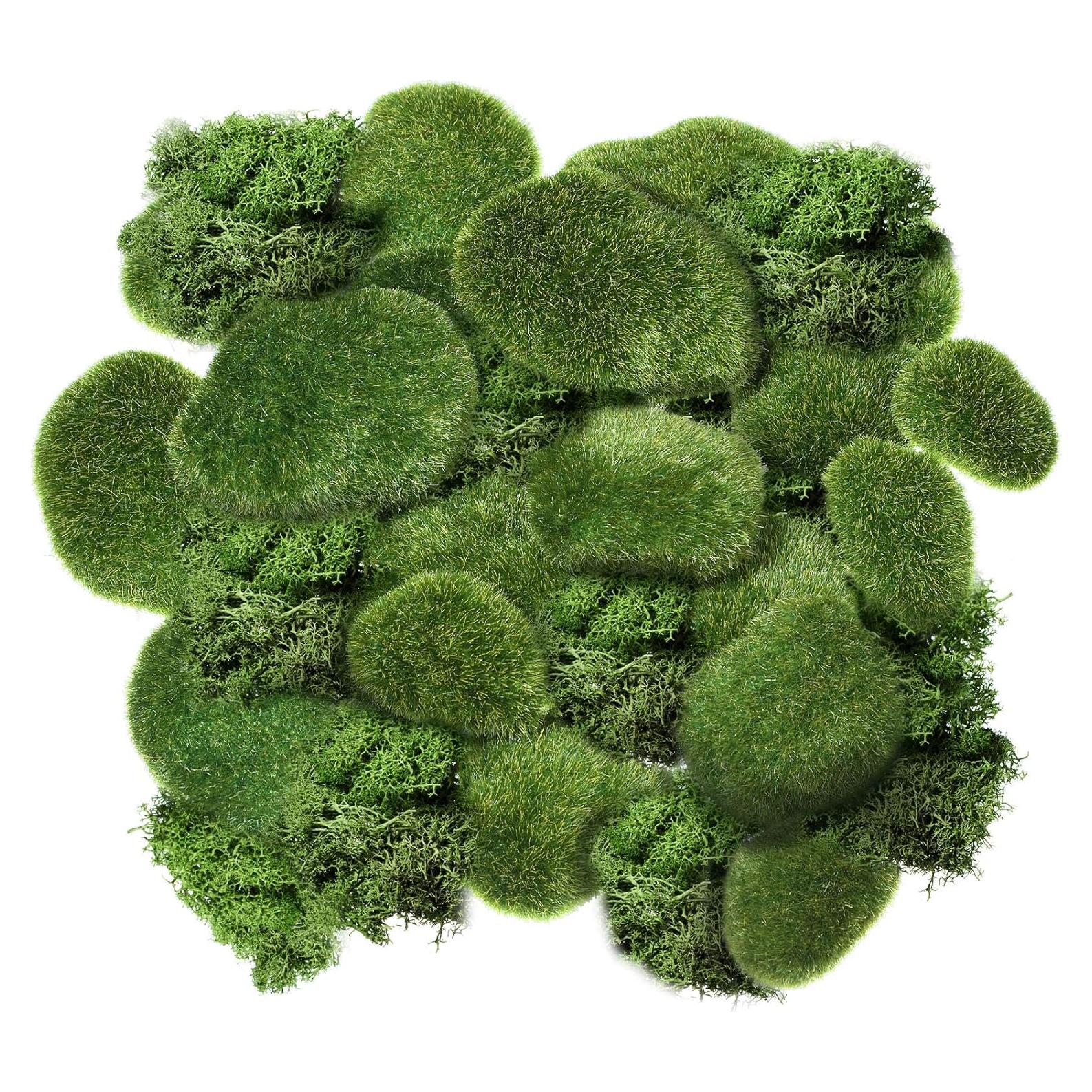 Chuangdi 40 Piezas Rocas de Musgo Artificial Decorativas