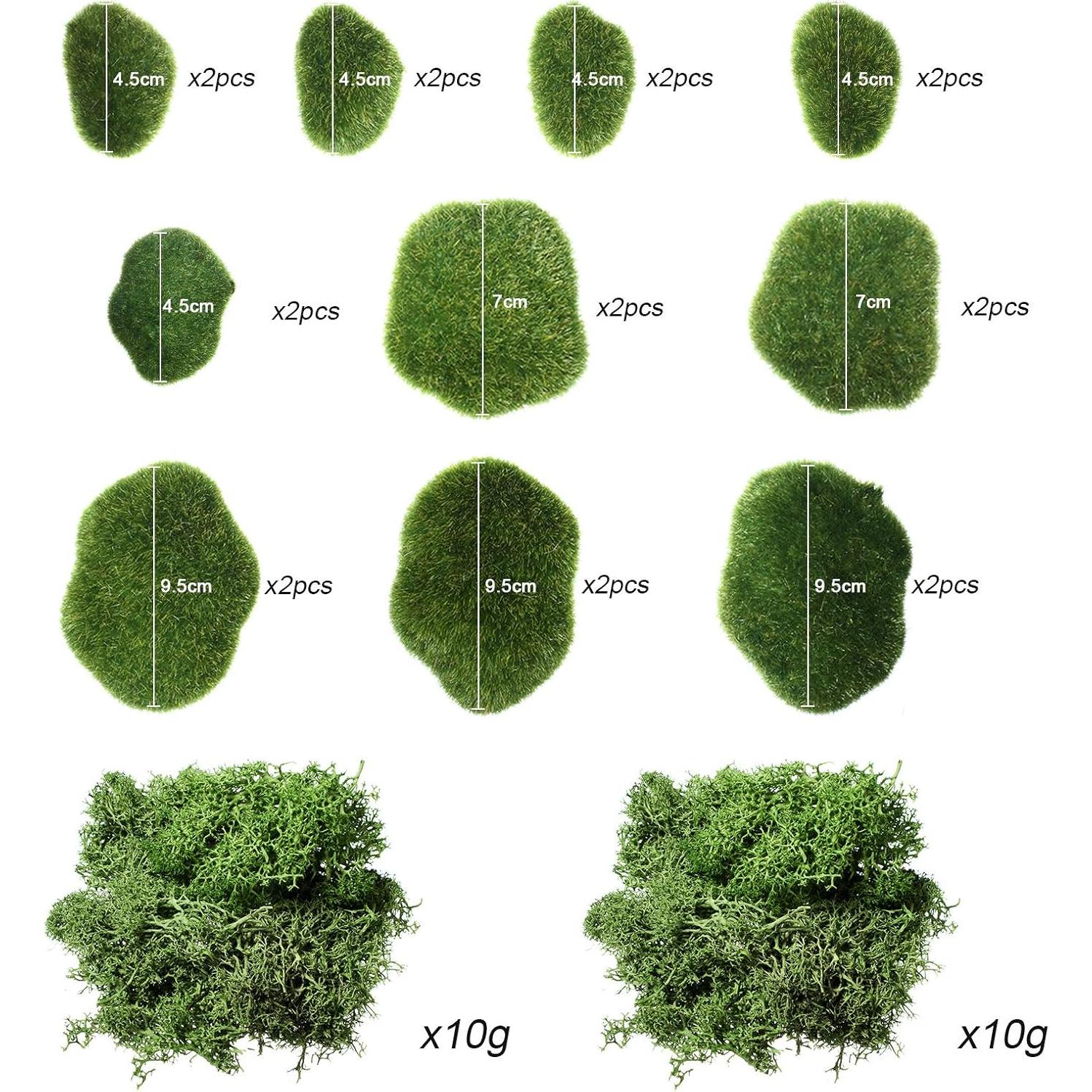 Chuangdi 40 Piezas Rocas de Musgo Artificial Decorativas