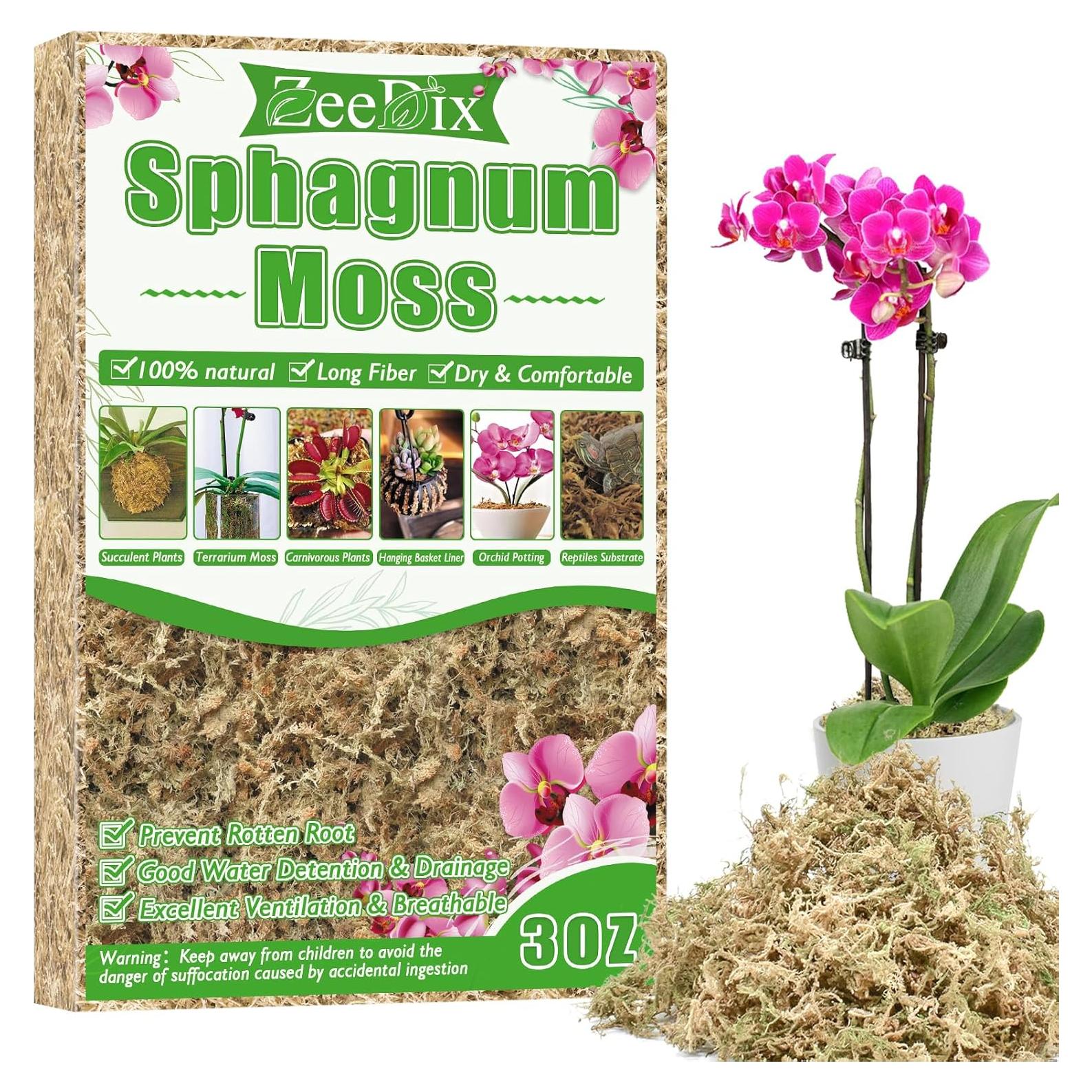 Musgo Sphagnum Premium ZeeDix 85 g para Jardinería y Terrarios
