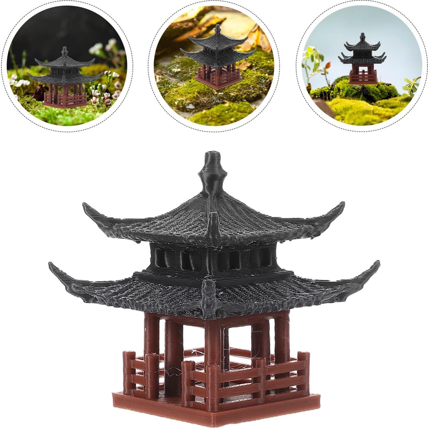 Estatuilla de Pagoda Miniatura SUPVOX para Acuario 4.7x4.3cm