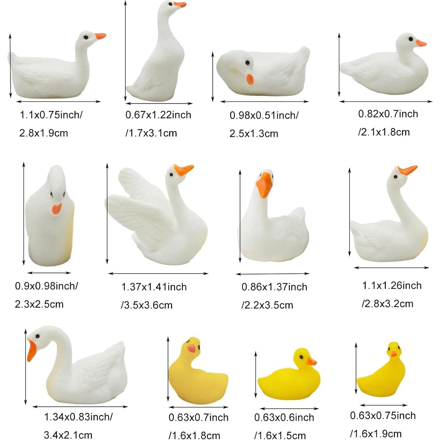 12 Figuras de Pato Miniatura de Resina Pinenjoy 2-4cm