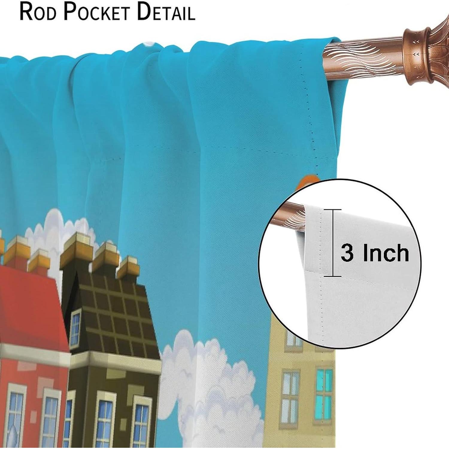 Cortinas Decorativas para Niños Construcción 53x114cm 2 Paneles