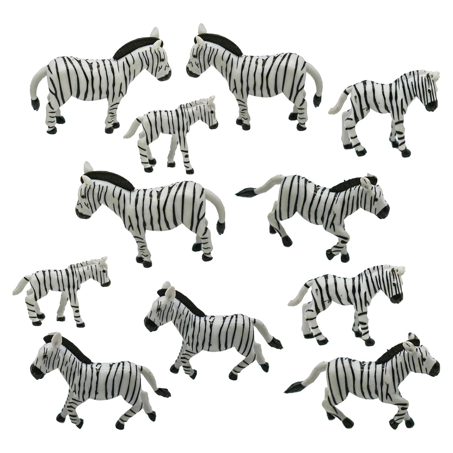 12 Figuras de Cebra Miniatura Pinenjoy para Jardín y Pasteles