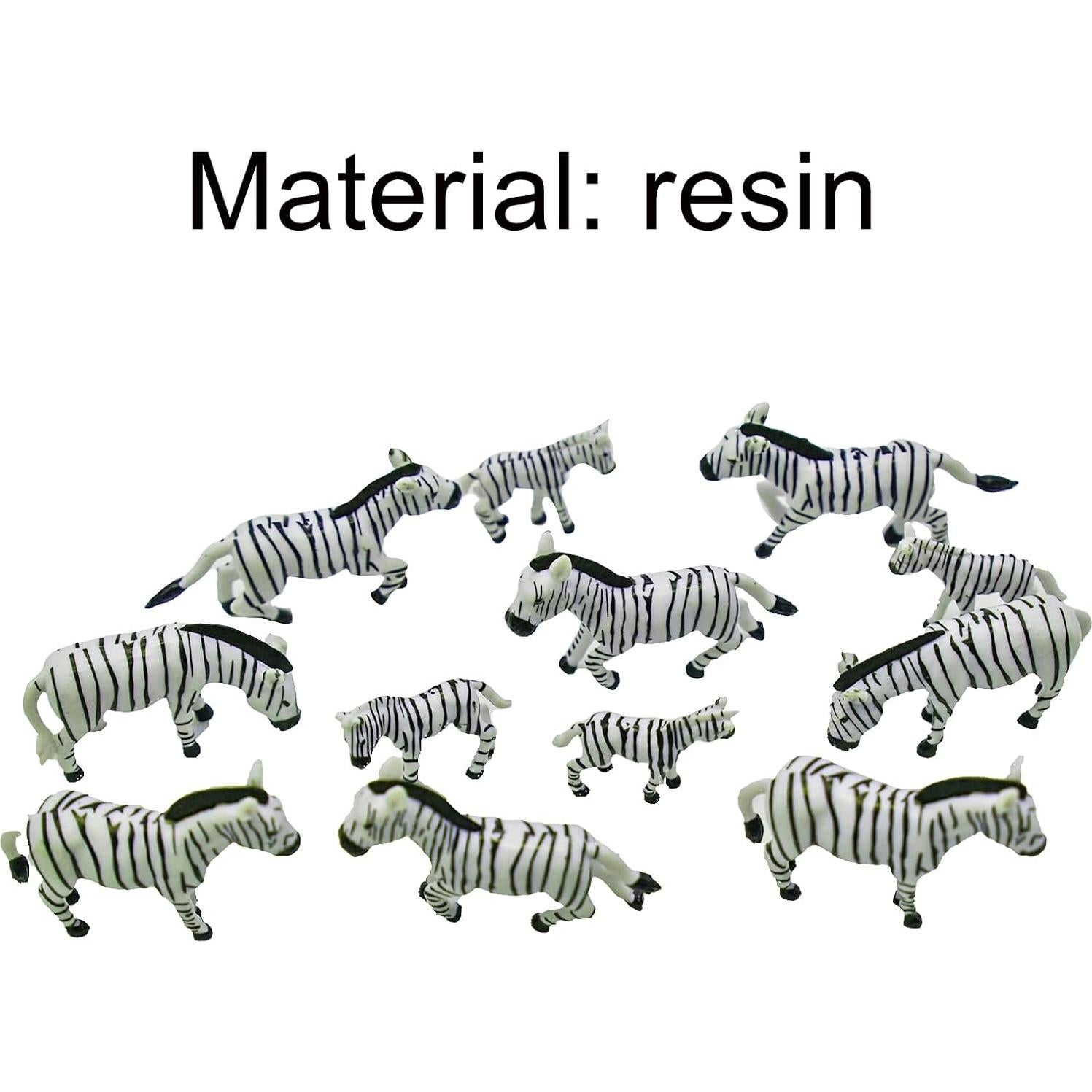 12 Figuras de Cebra Miniatura Pinenjoy para Jardín y Pasteles