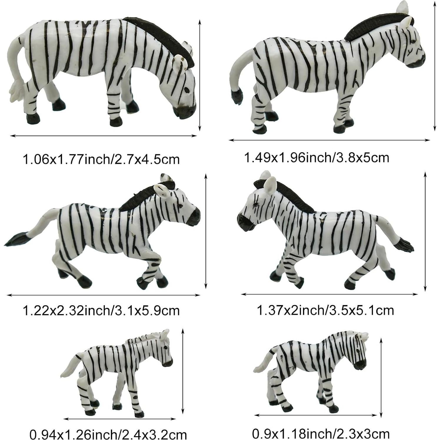 12 Figuras de Cebra Miniatura Pinenjoy para Jardín y Pasteles