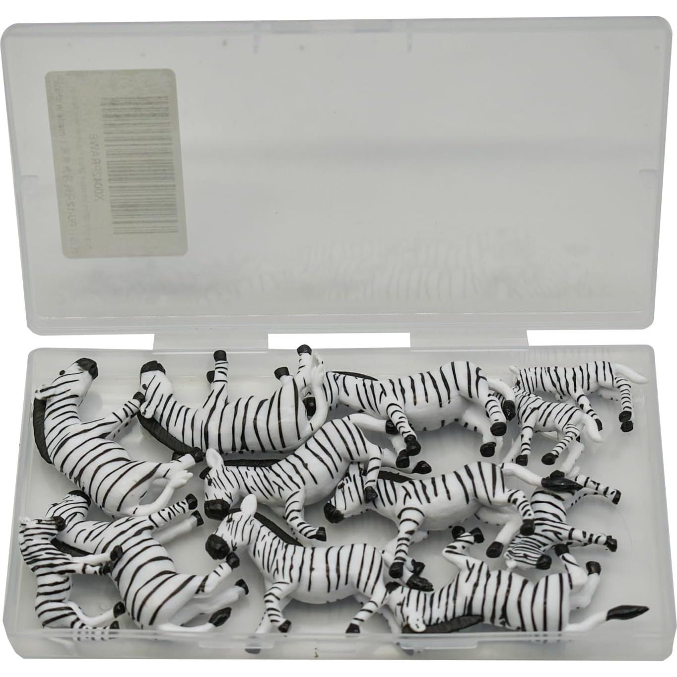 12 Figuras de Cebra Miniatura Pinenjoy para Jardín y Pasteles