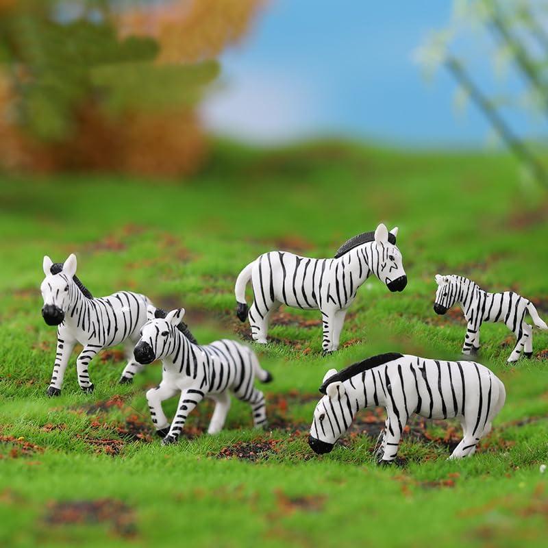 12 Figuras de Cebra Miniatura Pinenjoy para Jardín y Pasteles