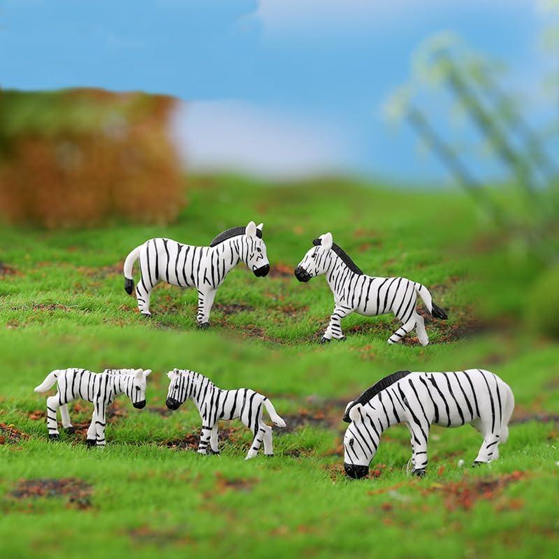 12 Figuras de Cebra Miniatura Pinenjoy para Jardín y Pasteles