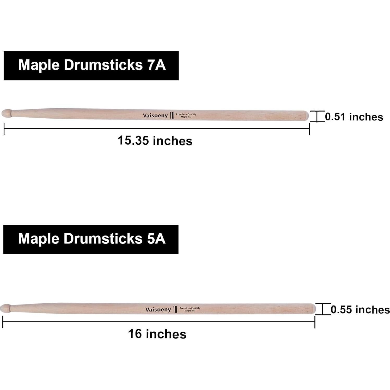 Baquetas 7A Vaisoeny - 12 Pares de Arce para Percusión