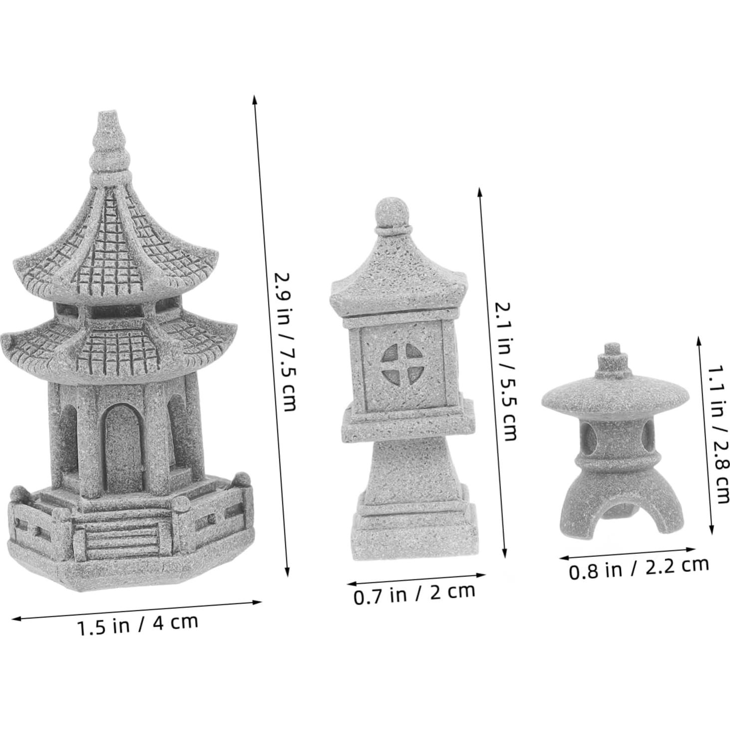 Milisten 3 Piezas Adornos de Jardín Miniatura Estilo Chino