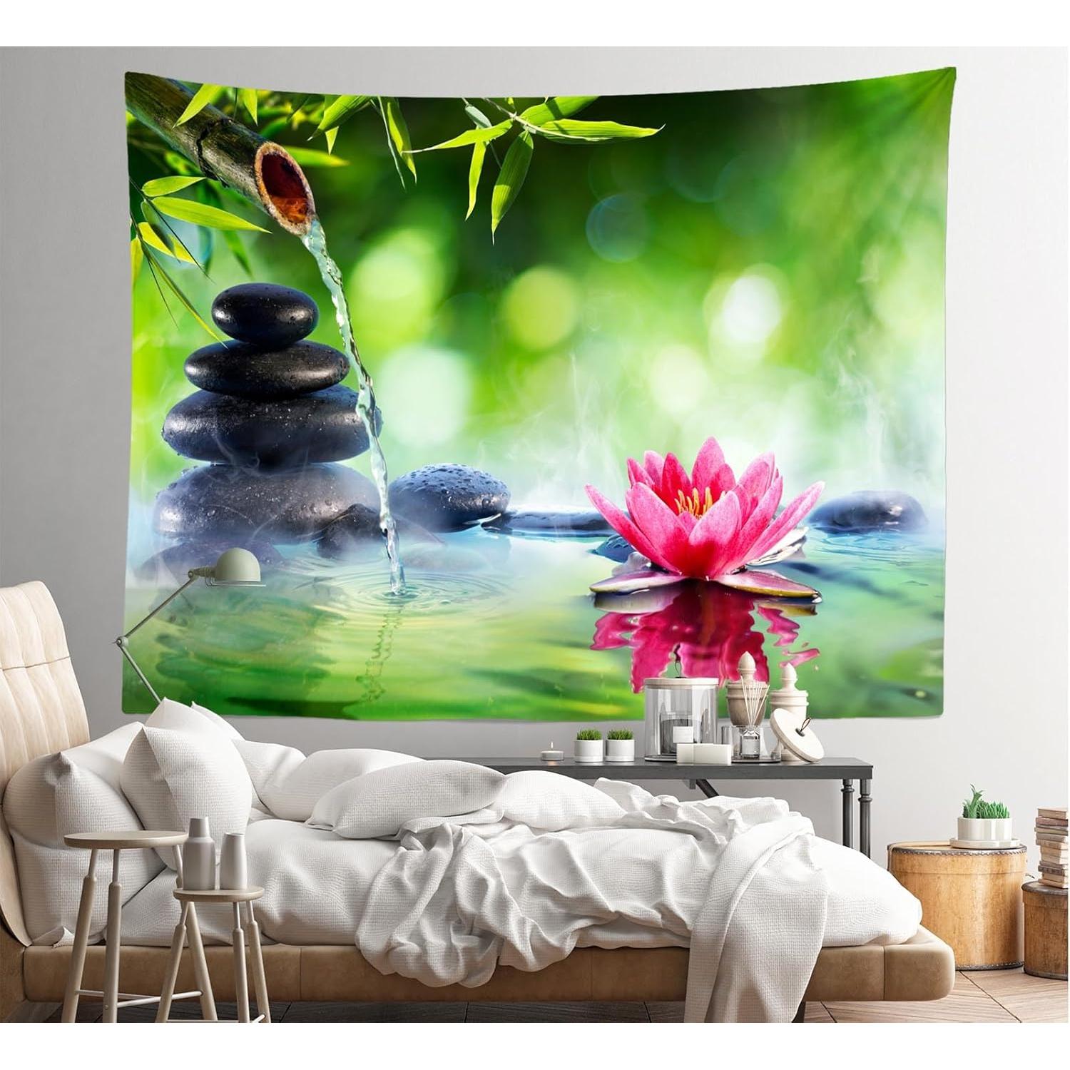 Tapiz de Jardín Zen Loccor 149.86cm x 99.06cm Poliester Verde