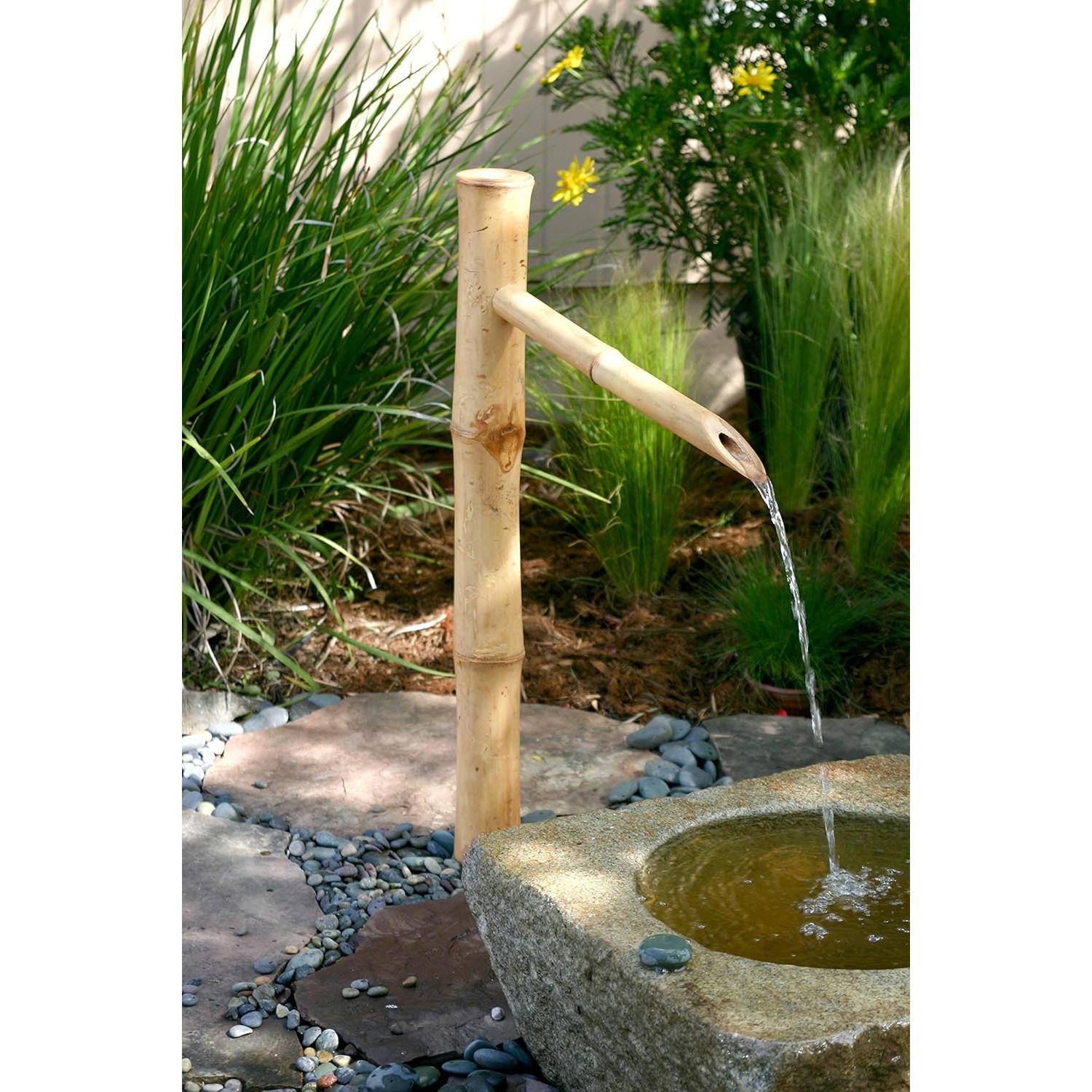 Fuente de Agua Exterior Acentos de Bambú 91.44 cm con Bomba