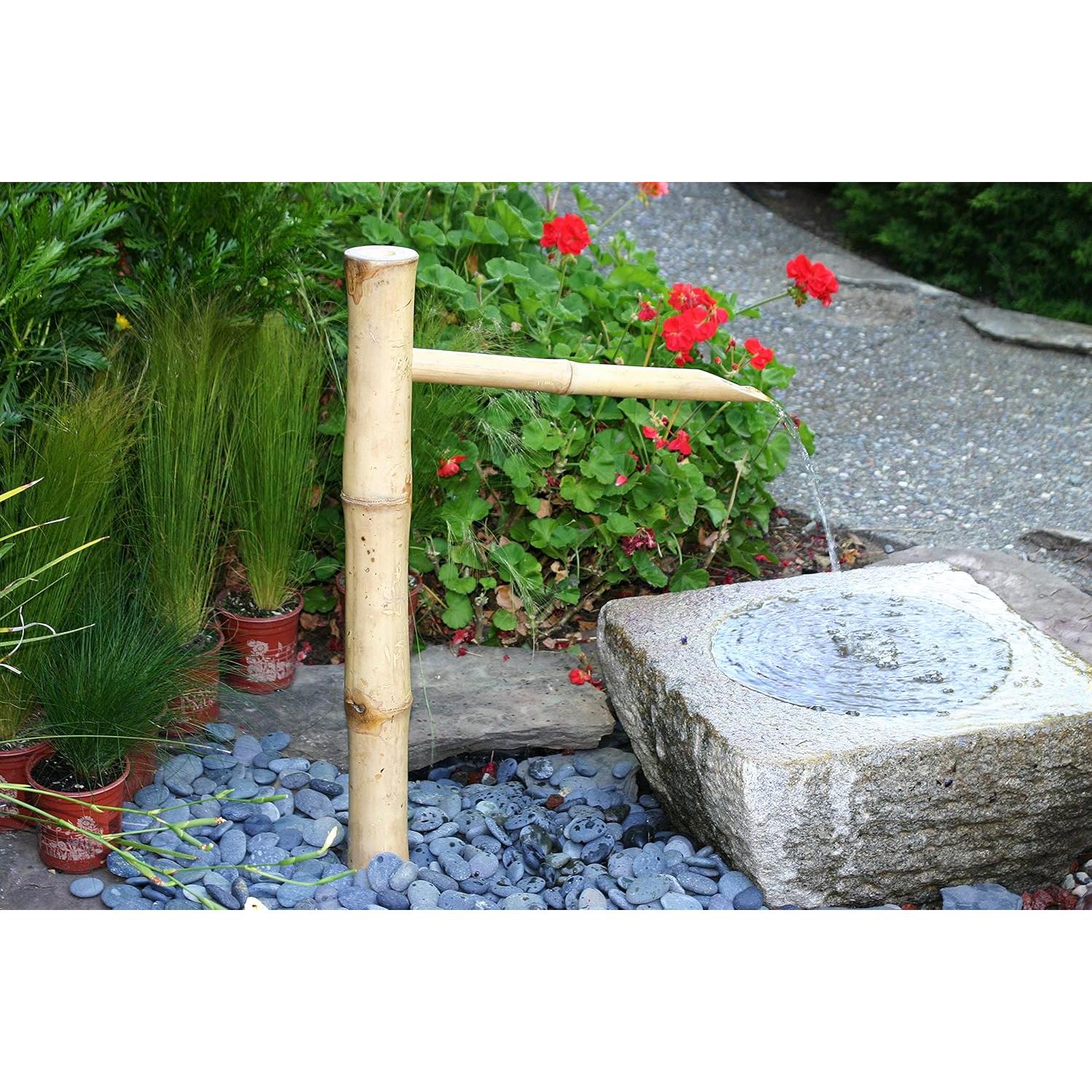 Fuente de Agua Exterior Acentos de Bambú 91.44 cm con Bomba
