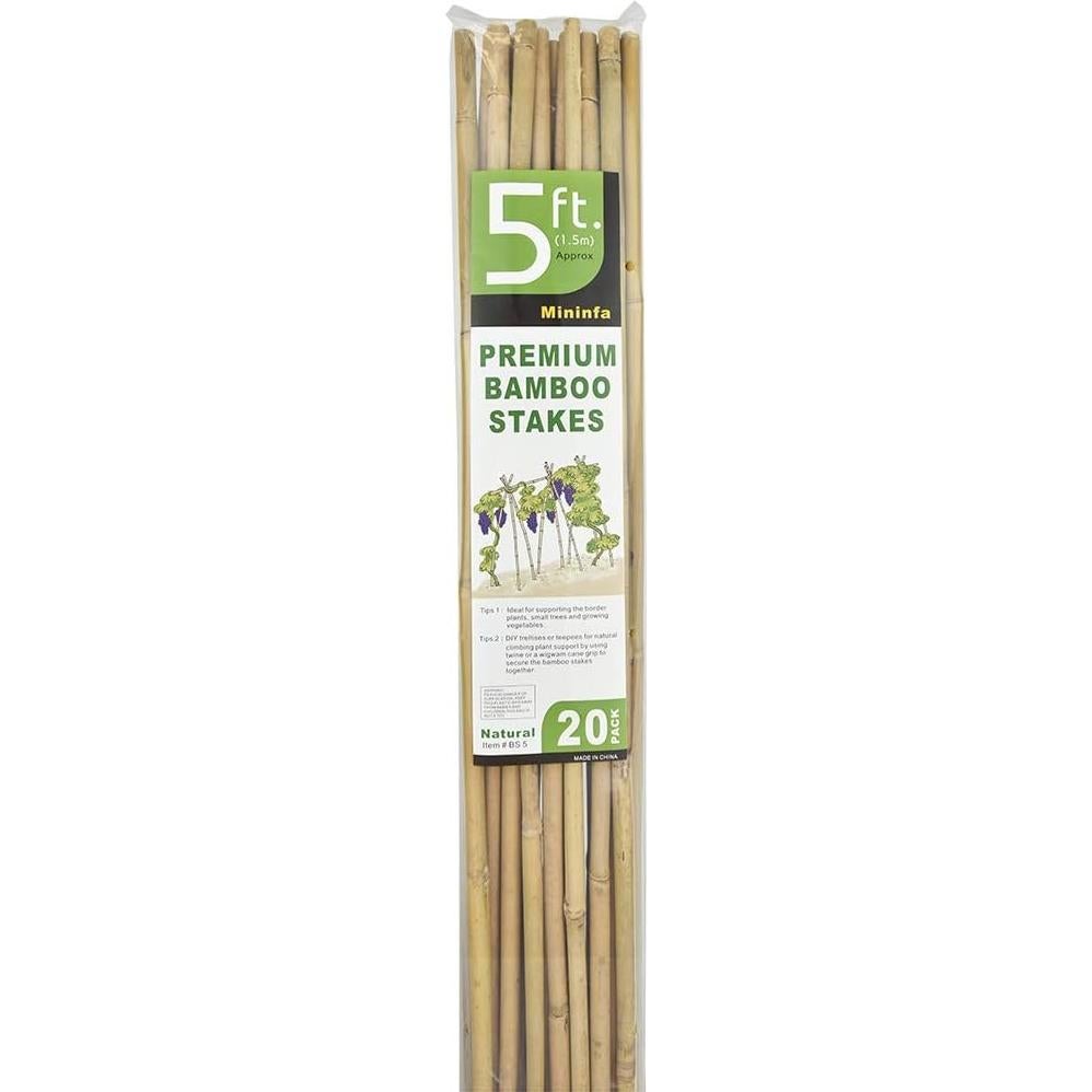 Estacas de Bambú Natural Mininfa 145 cm - Paquete de 20