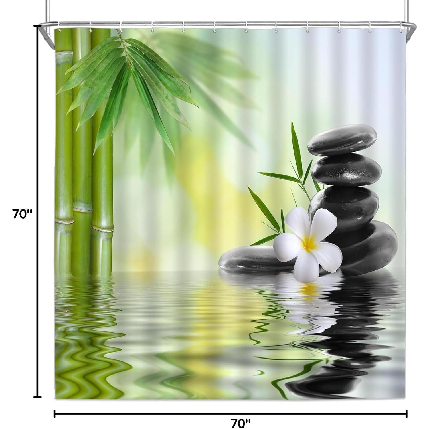 Cortina de Ducha Yadshoti 178x178 cm Bambú Verde Negro