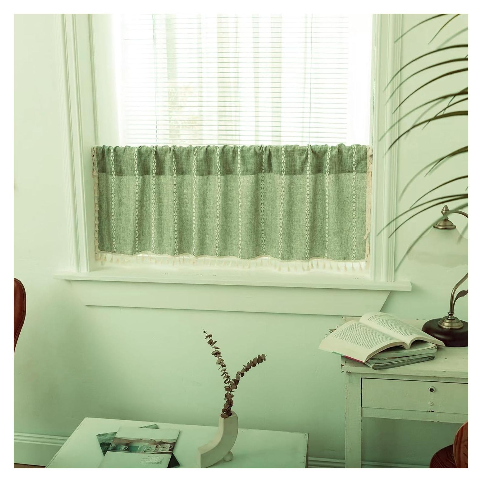 Valance de Cortina Boho Verde Salvia Deeprove 132x46 cm