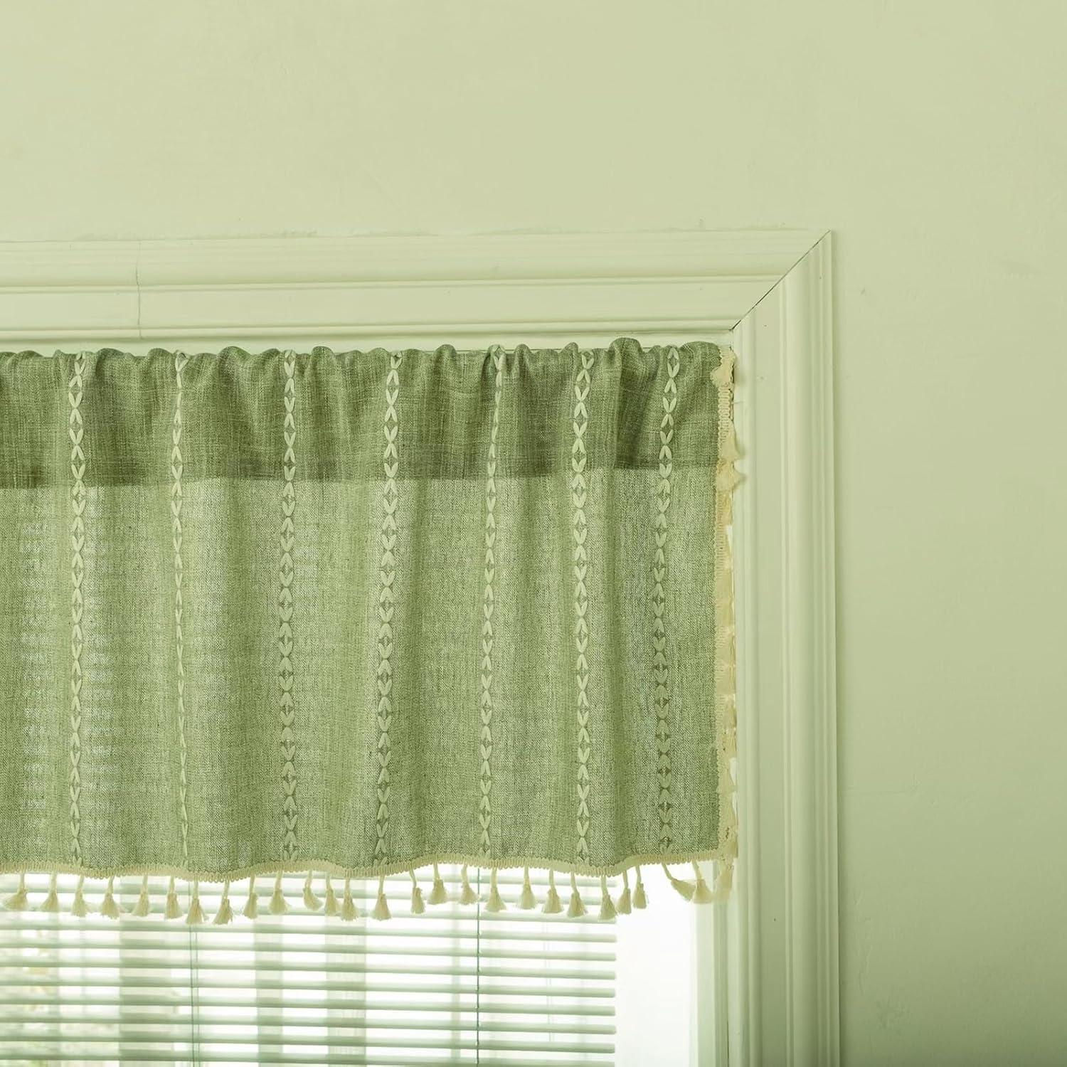 Valance de Cortina Boho Verde Salvia Deeprove 132x46 cm