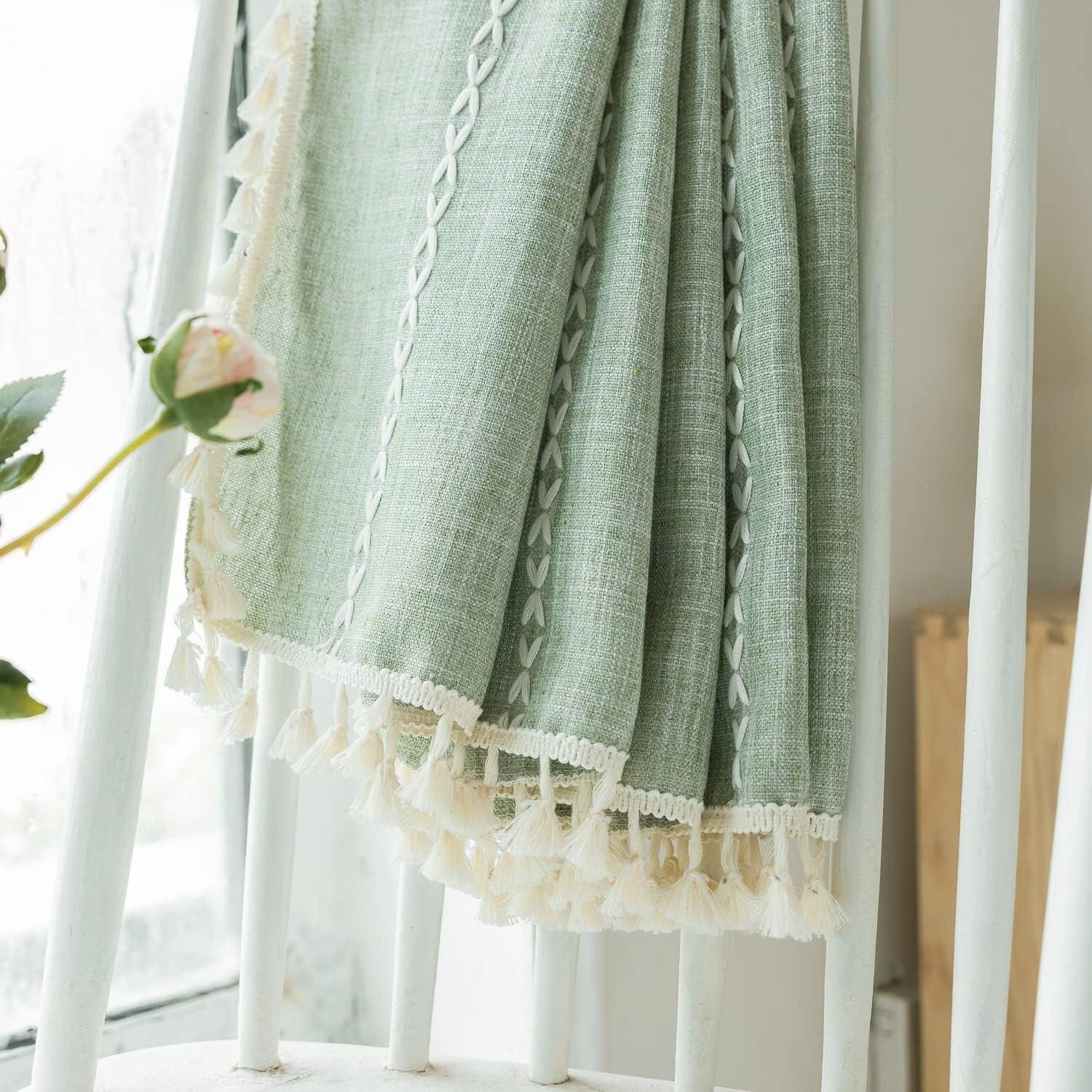 Valance de Cortina Boho Verde Salvia Deeprove 132x46 cm