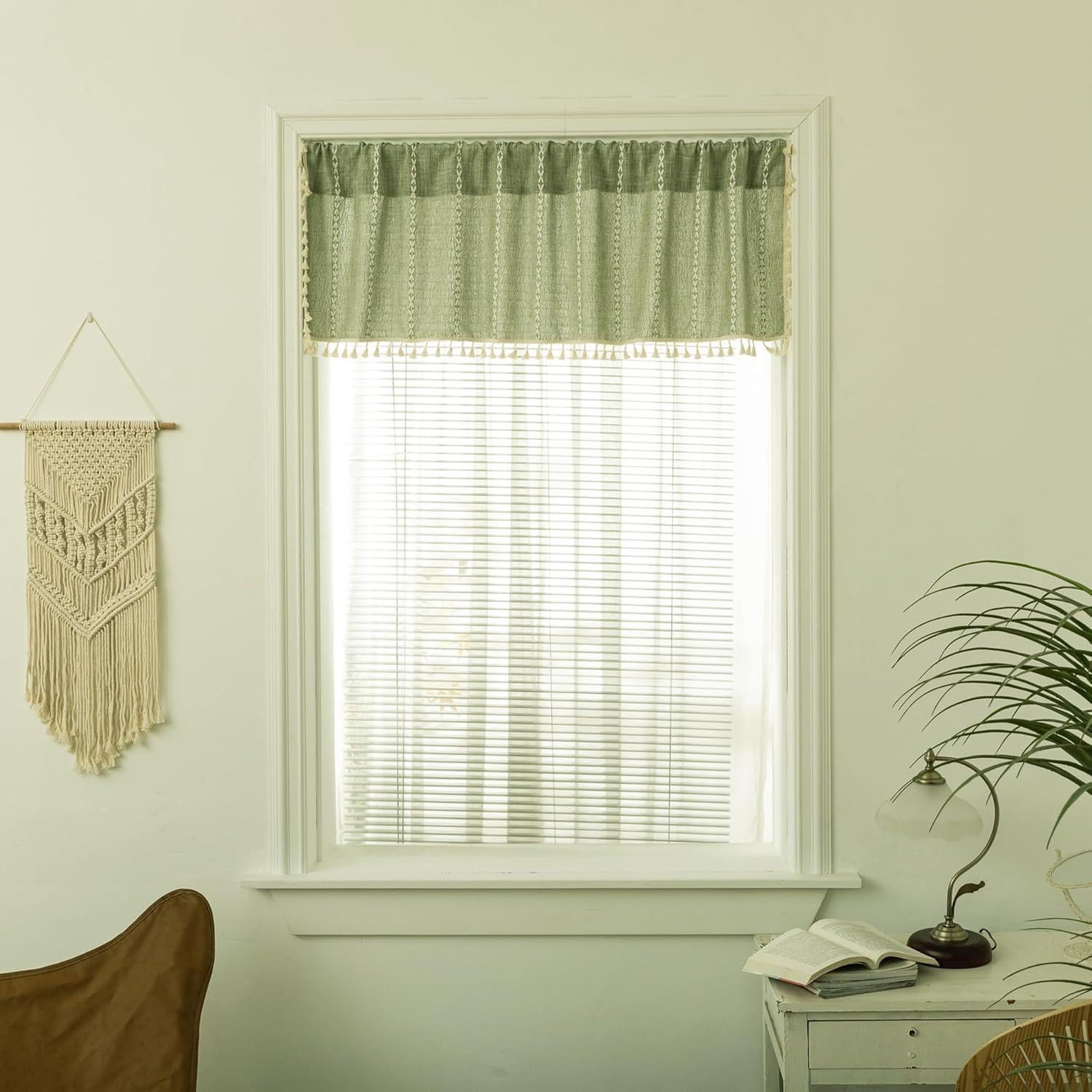 Valance de Cortina Boho Verde Salvia Deeprove 132x46 cm