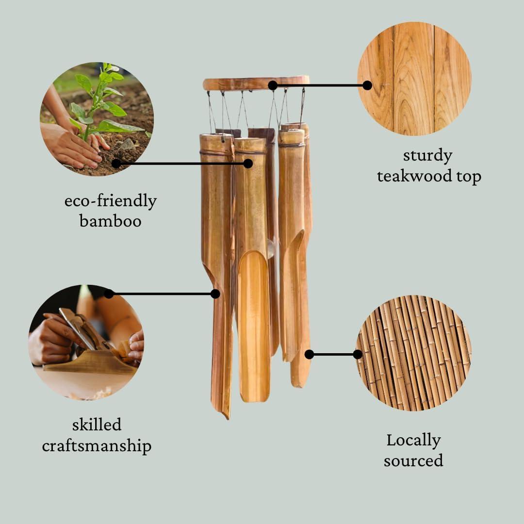 Campanas de Viento de Bambú Solange & Frances 107 cm para Exterior