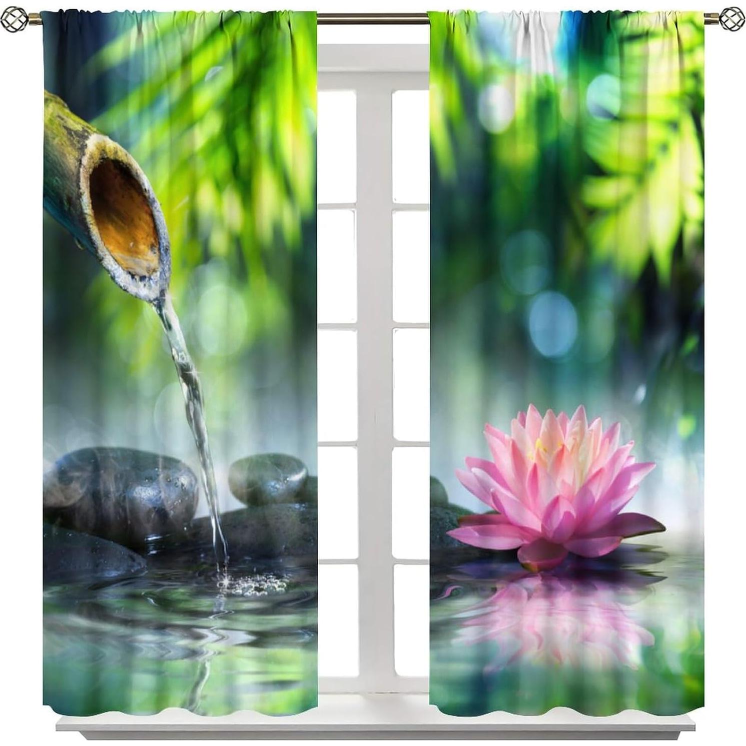 Cortinas de Jardín Zen AAVEUP 2 Paneles 53x114 cm Poliester