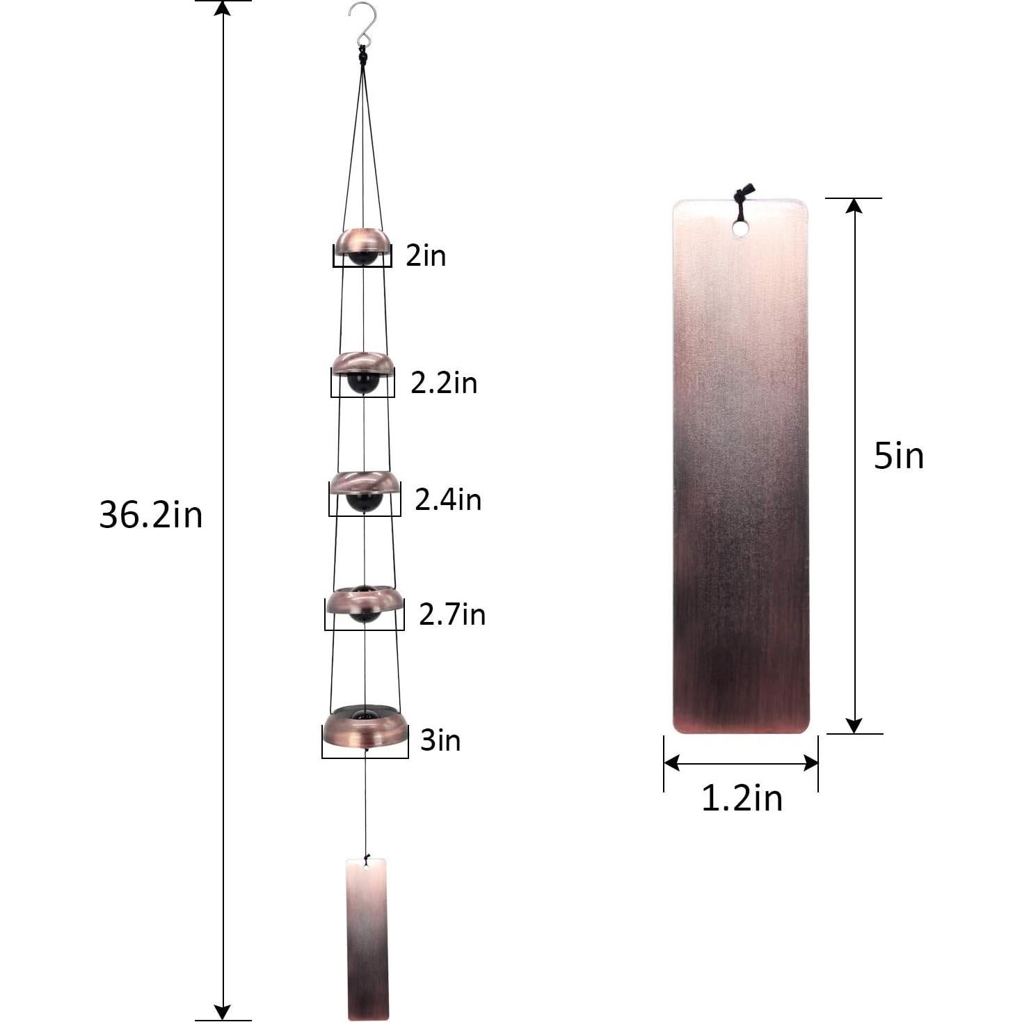 Campanas de Viento ASTARIN de Cobre para Jardín 5 Campanas