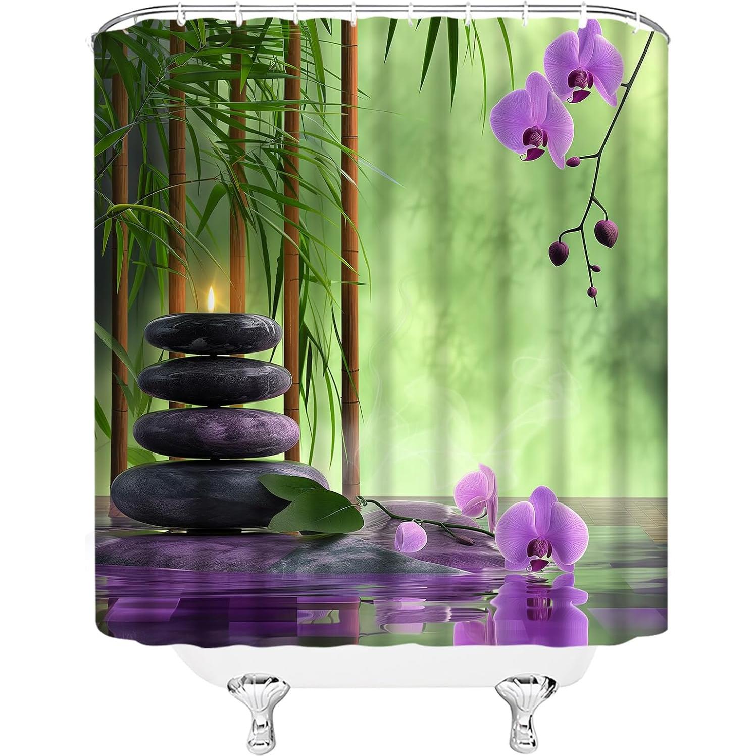 Cortina de Ducha AMFD 180x180 cm Spa Japonés con Ganchos