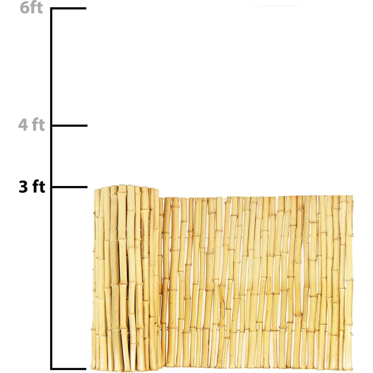 Panel de cerca enrollado de bambú natural Backyard X-Scapes 0.75 cm D x 91 cm H x 244 cm L