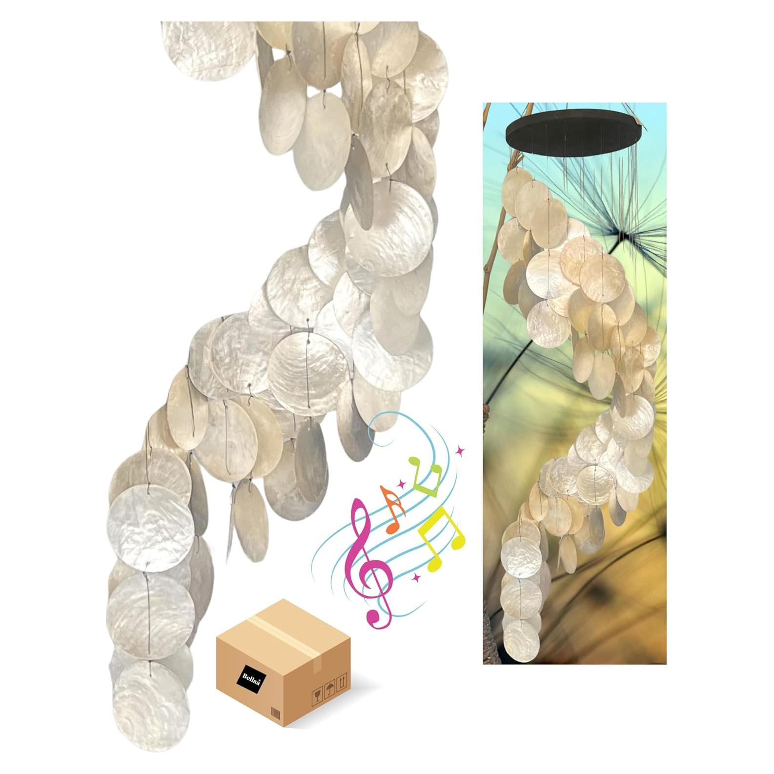 Campanas de Viento Bellaa 68.5 cm Conchas de Capiz Decoración