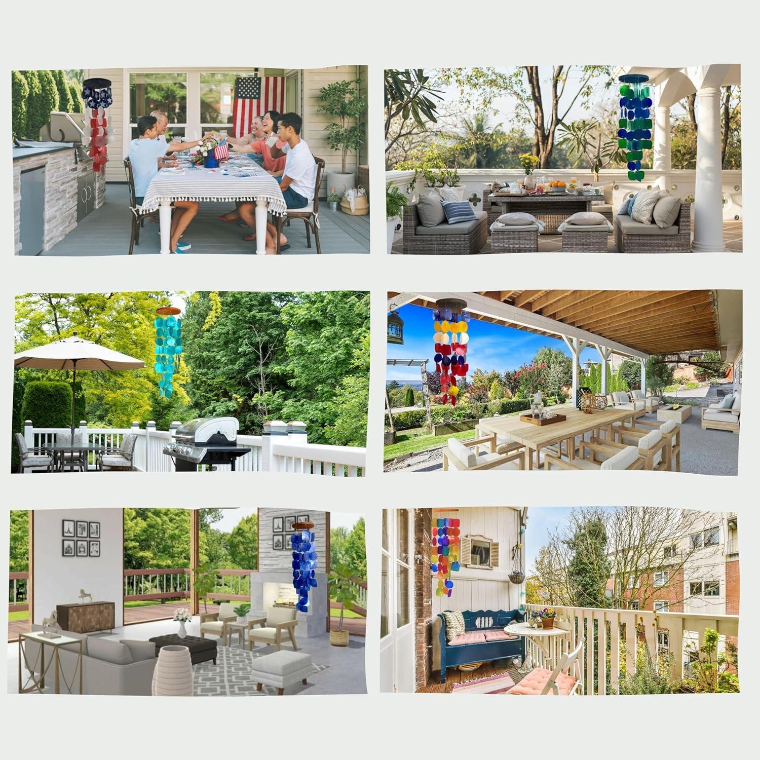 Campanas de Viento Bellaa 68.5 cm Conchas de Capiz Decoración