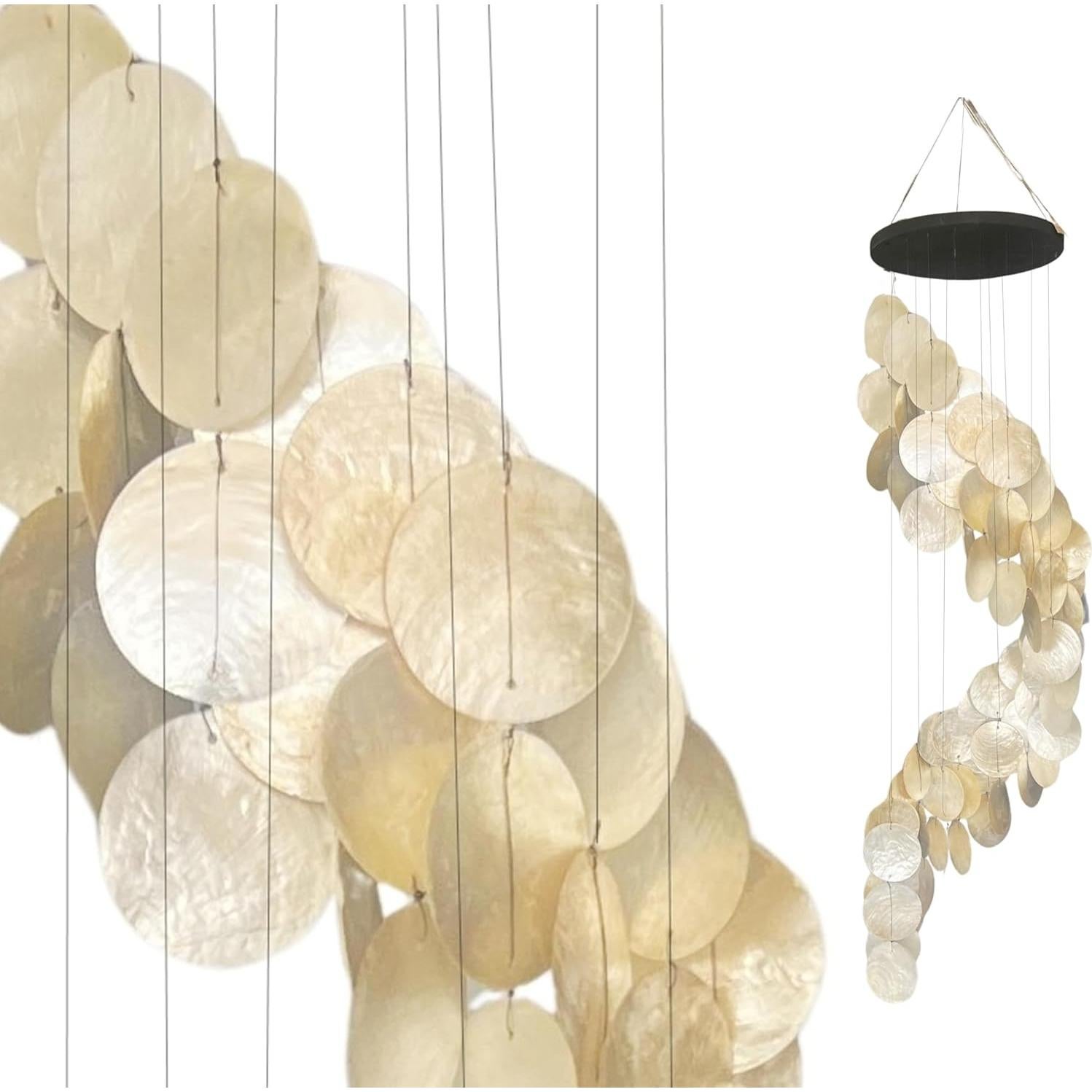 Campanas de Viento Bellaa 68.5 cm Conchas de Capiz Decoración